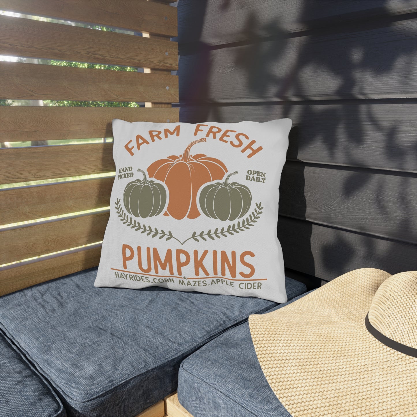 Farm Fresh Pumpkins Outdoor Pillows, Fall Decor, Autumn Accent Cushions, Pumpkin Farmhouse Pillow, Harvest Home Accessories