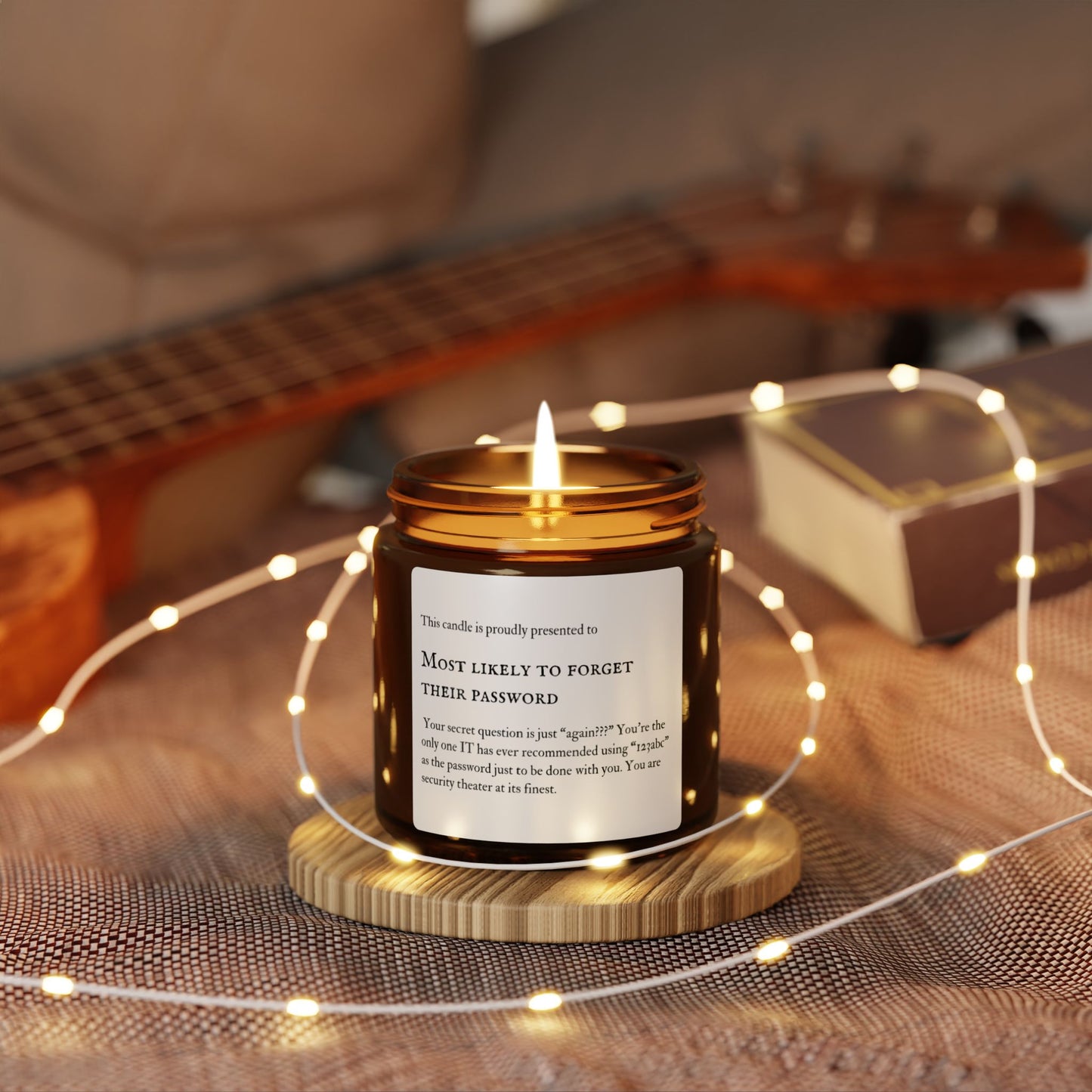 Humorous Scented Candle, Most Likely to Forget Their Password-Gift for Coworkers, Self-Care Candle, Amber Jar, Fun Home Decor