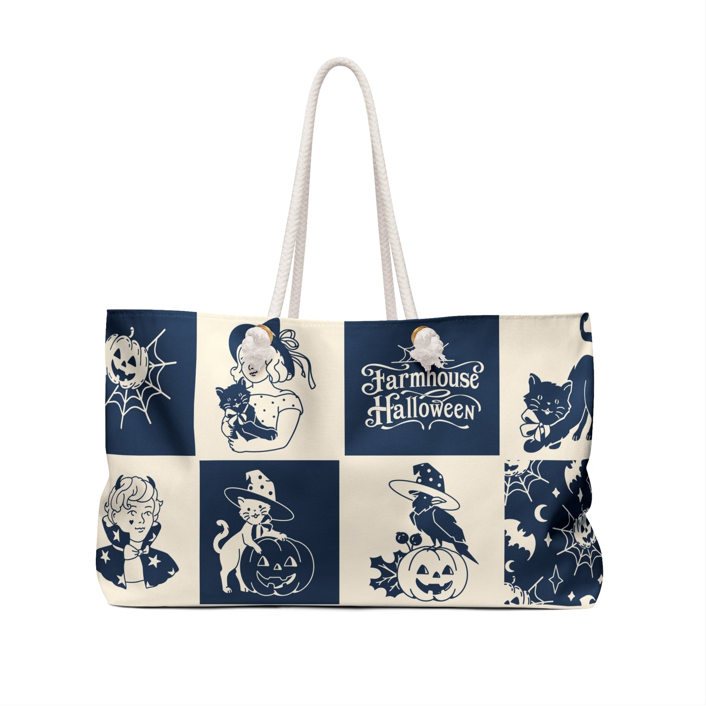 Halloween Farmhouse Weekender Bag, Perfect for Fall Getaways, Trick or Treat Events, Cozy Autumn Vibes, Stylish Tote for Celebrations