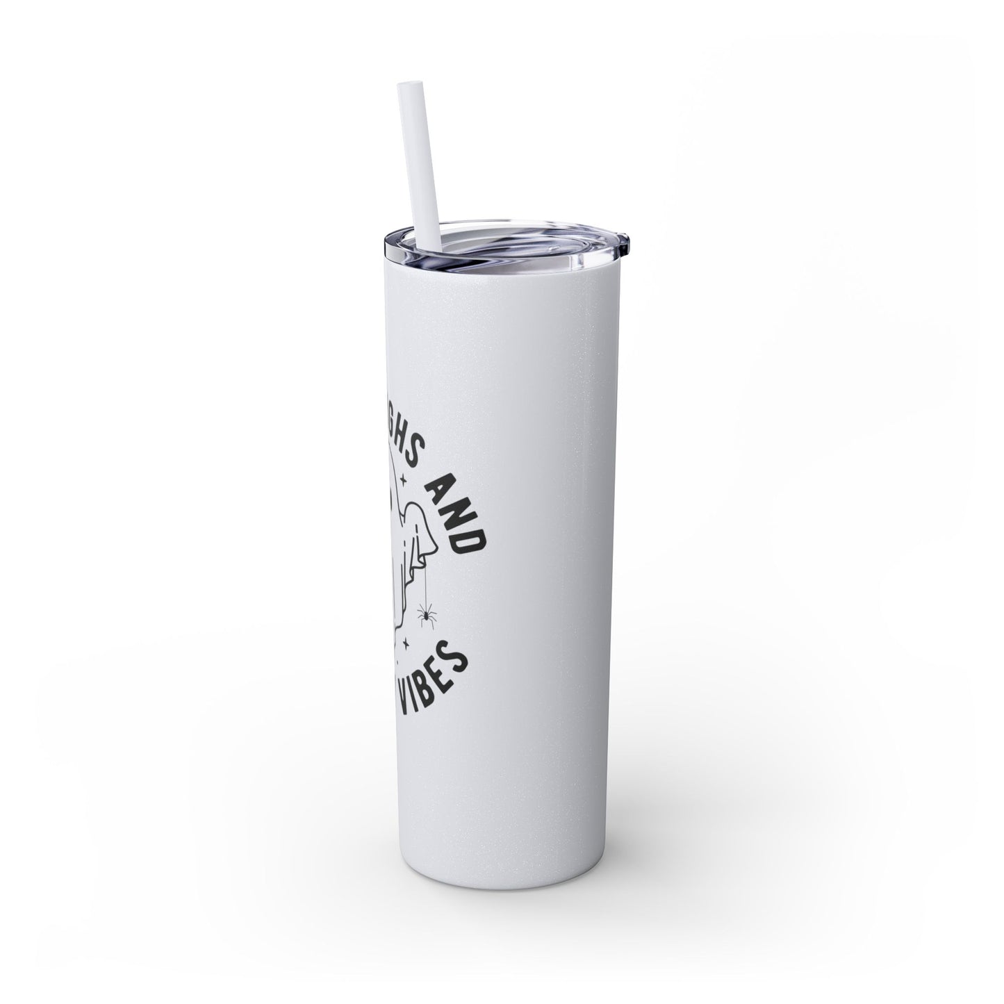 Thick Thighs and Spooky Vibes Tumbler, Halloween Mug, Autumn Cup, Ghost Lover Gift, 20oz Steel Straw Cup