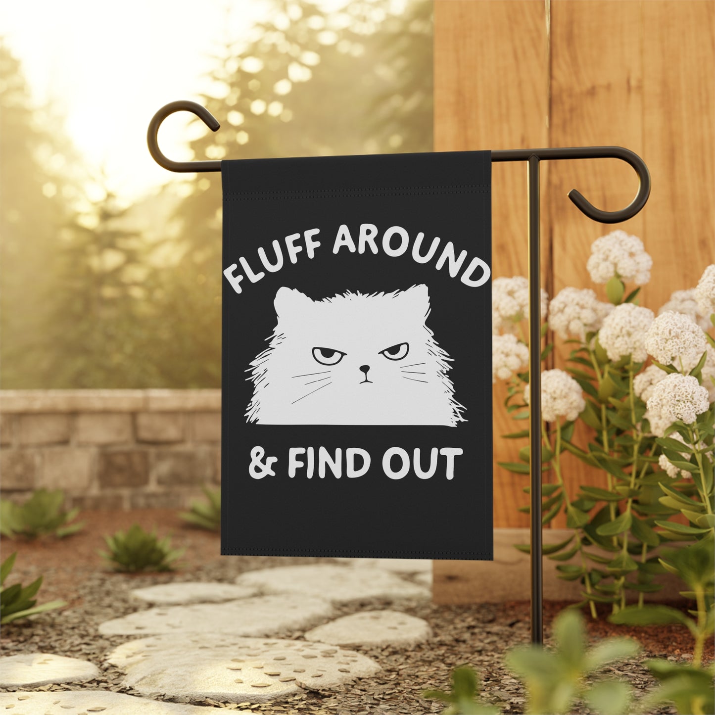 Fluff Around- Cat Garden Banner | Playful Outdoor Decor, Cat Lover Gift, Funny Flag for Garden, Home & Patio