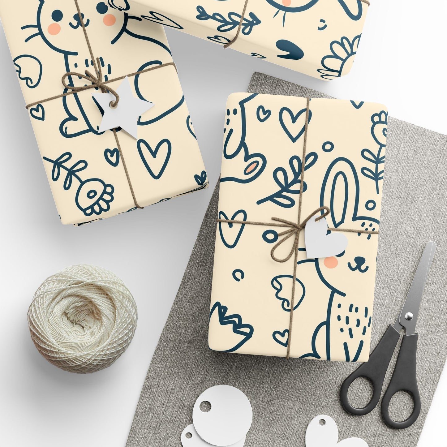 Cute Bunny Wrapping Paper, Floral Rabbit Gift Wrap, Gift Wrap for Kids, Easter Wrap, Spring Celebration Paper