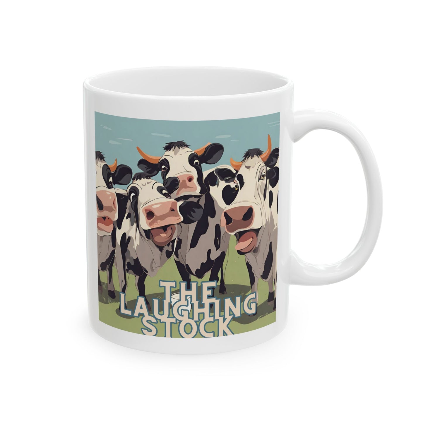 Mug - 'The Laughing Stock' Cow Group Design 11oz 15oz - aMOOsing Designs