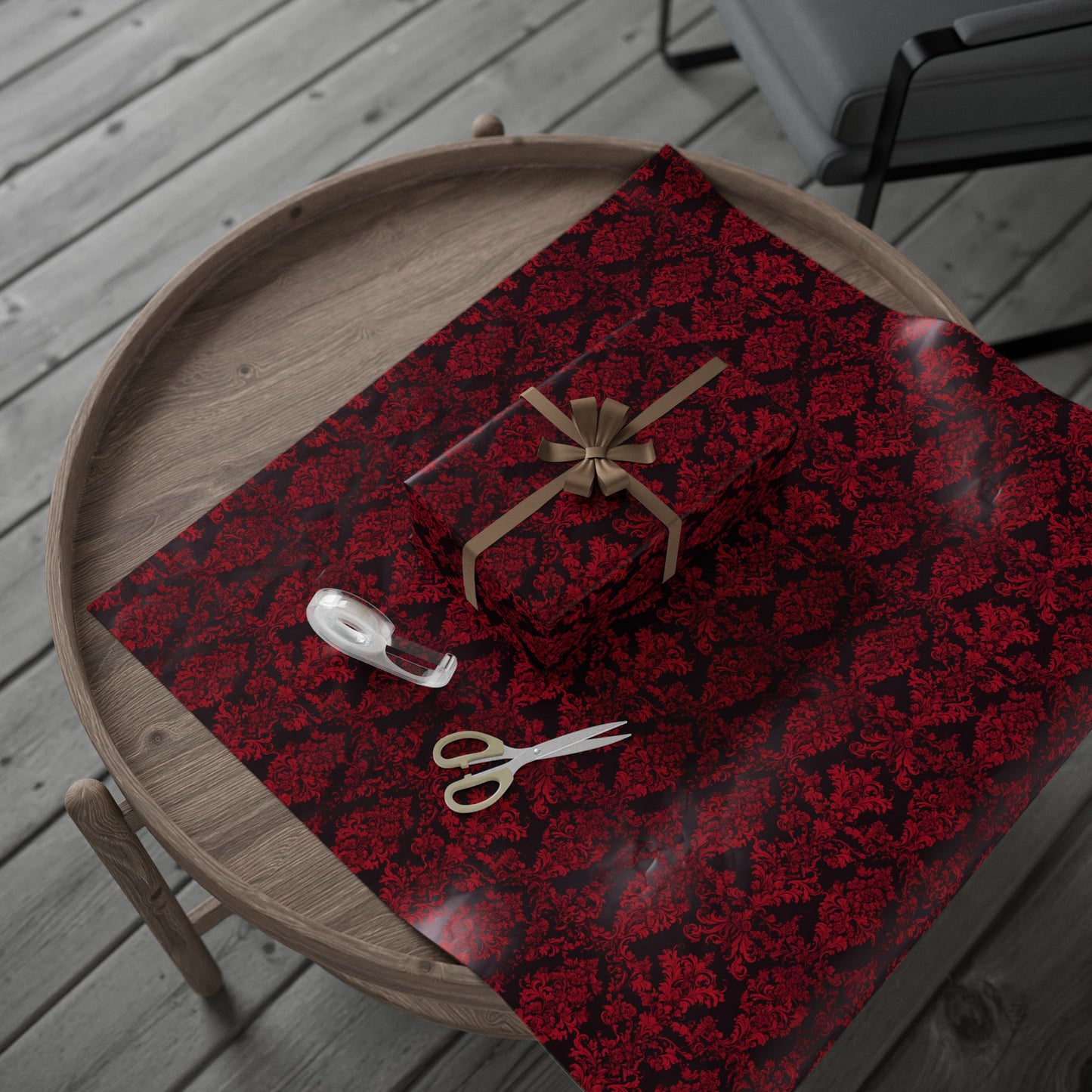 Luxurious Red Damask Wrapping Paper – A Romantic Touch for Weddings, Holidays & Grand Celebrations