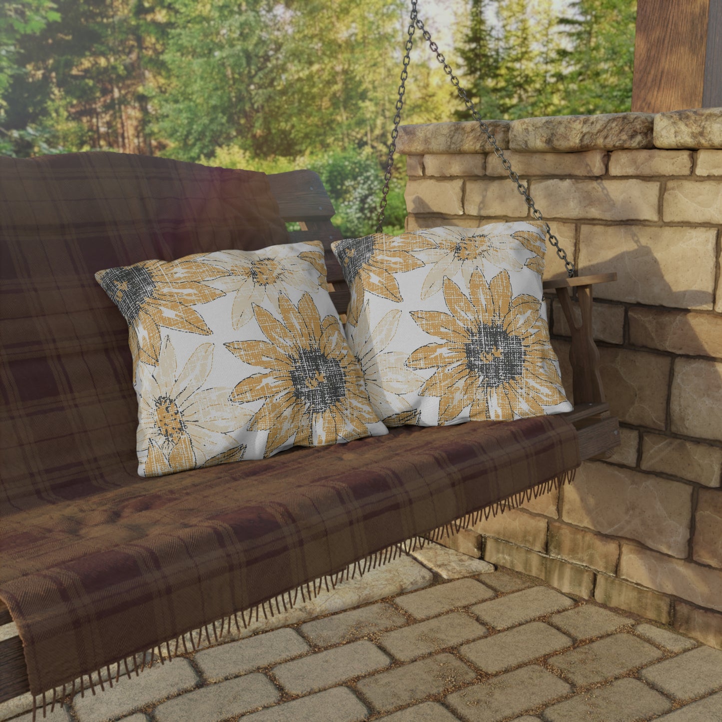 Sunflower Outdoor Pillows, Floral Patio Decor, Summer Cushions, Garden Pillow, Boho Home Accessories