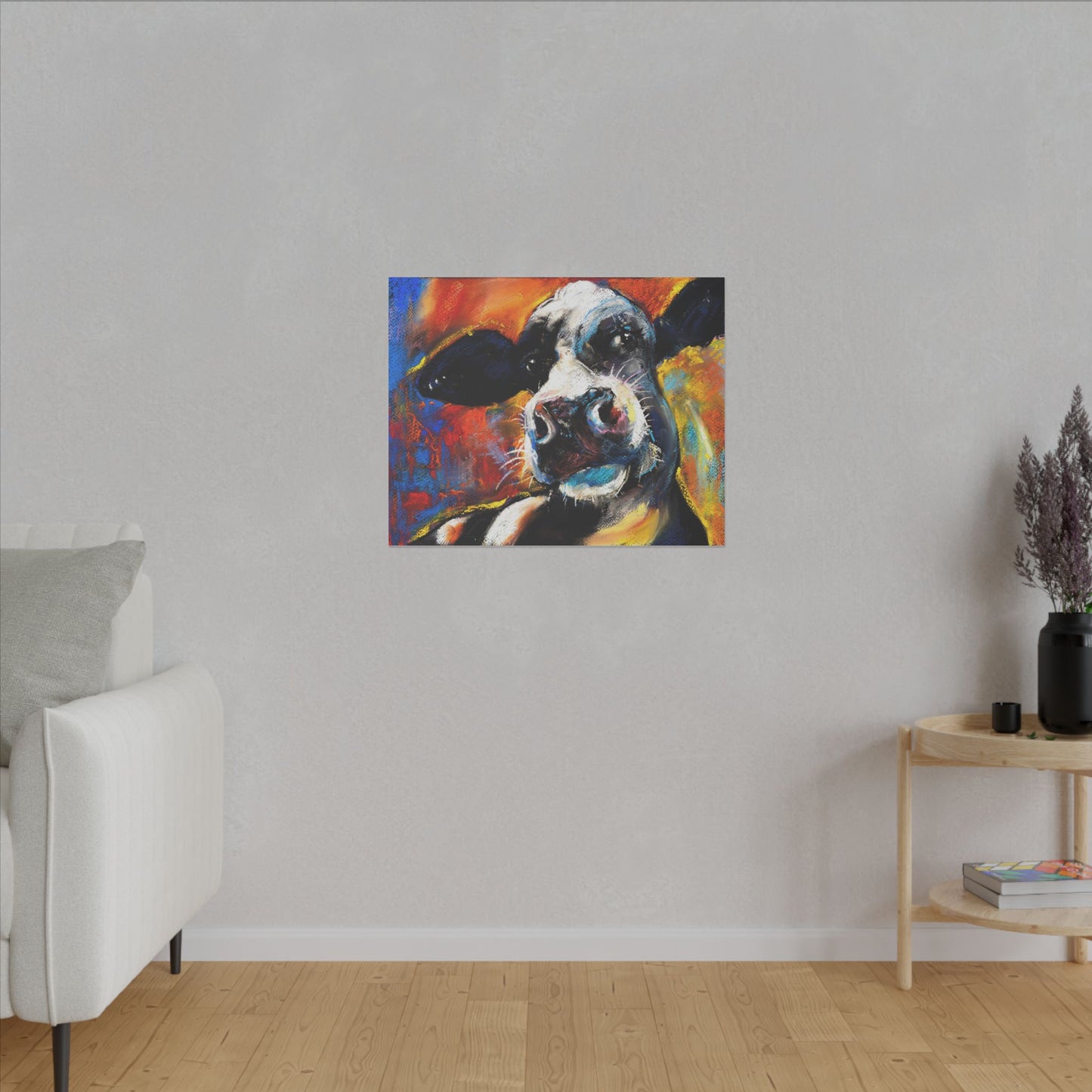 Colorful Cow Canvas Wall Art - Stretched Matte Prints for Home Decor - aMOOsing Designs