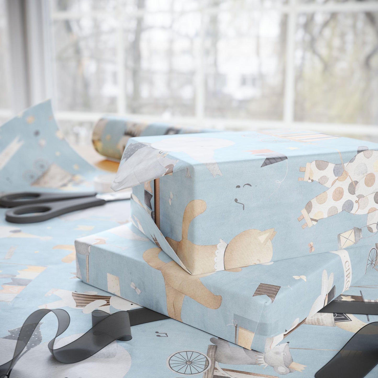Whimsical Circus Animal Wrapping Paper - Perfect for Birthdays & Baby Showerski