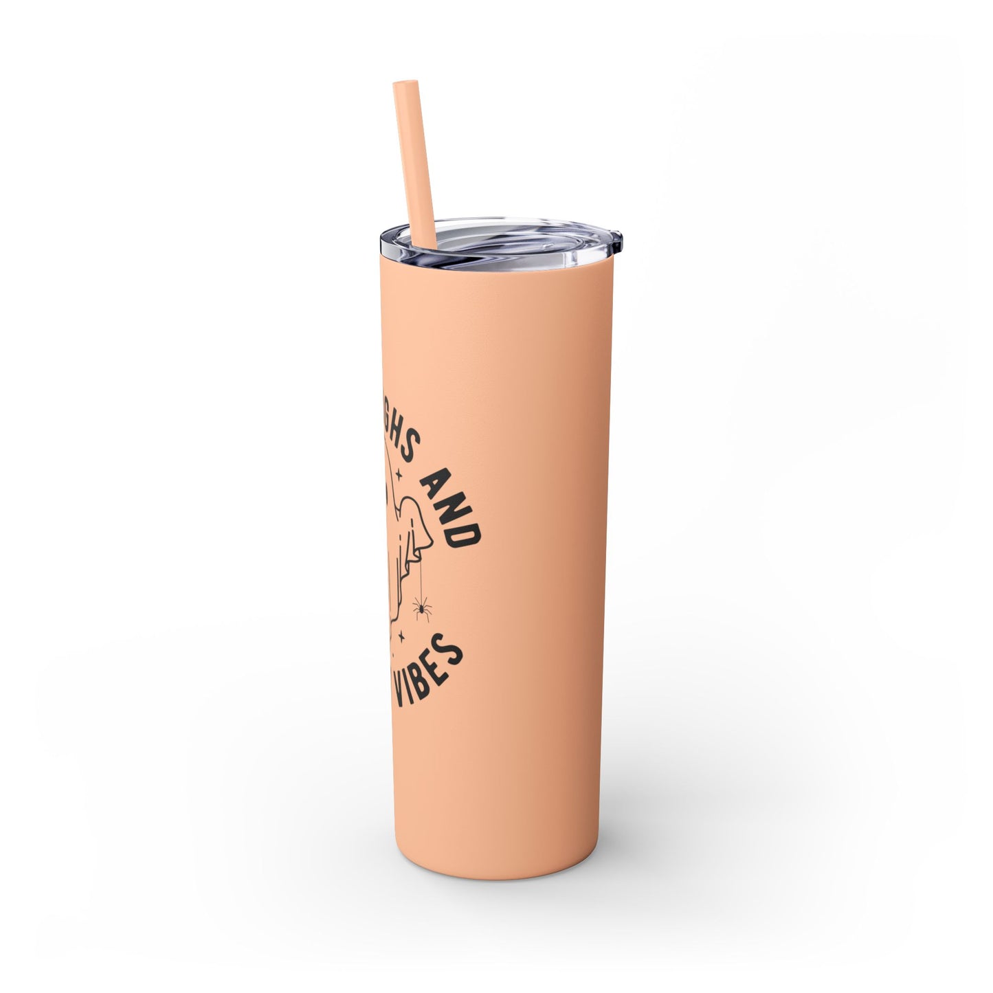 Thick Thighs and Spooky Vibes Tumbler, Halloween Mug, Autumn Cup, Ghost Lover Gift, 20oz Steel Straw Cup