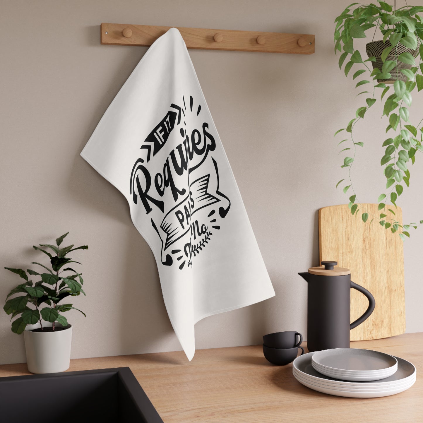 Funny Tea Towel- If Requires pants, then No- Gift for Friends, Kitchen Decor, Funny Quote, Cooking Essentials