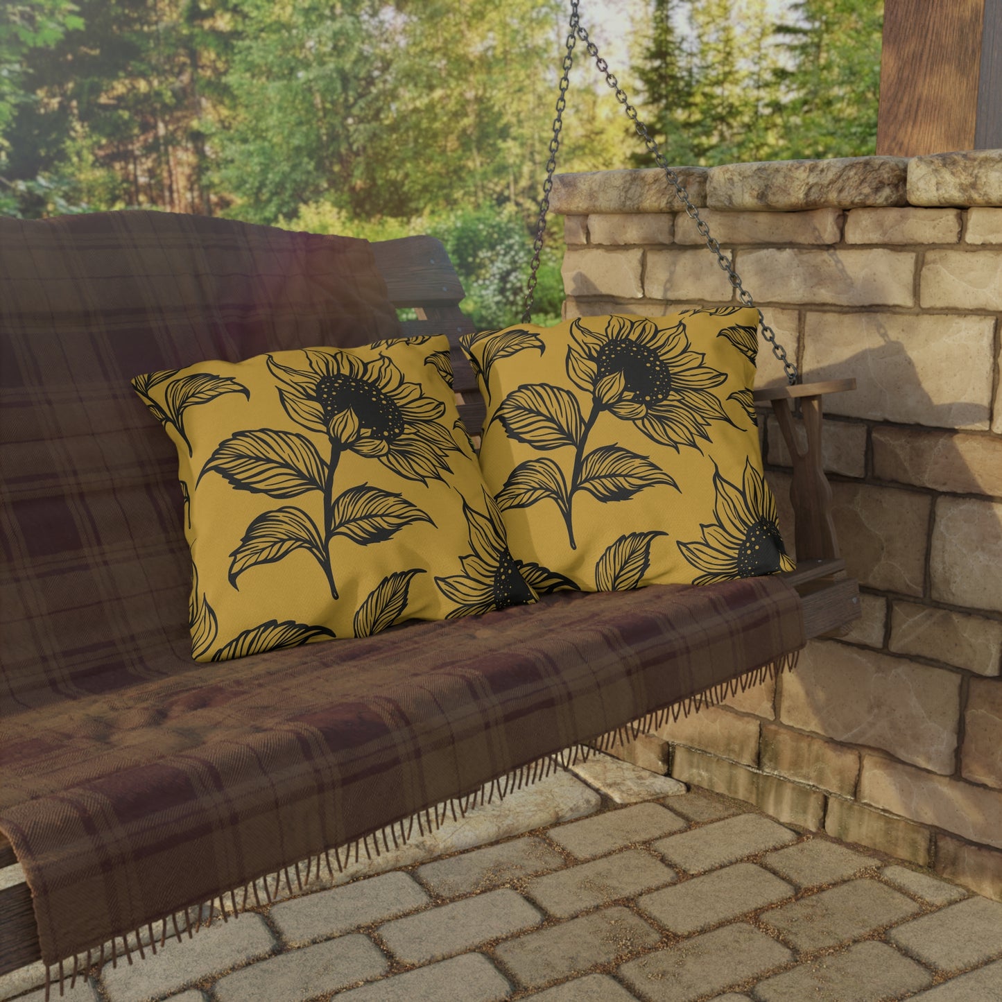 Sunflower Outdoor Pillows - Boho Garden Decor, Patio Cushion, Summer Vibes, Home Accessories, Seasonal Style, Outdoor Cushions, Decorative