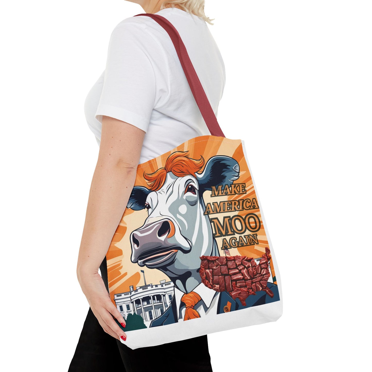 Make America Moo Again Tote Bag - Fun Cow Graphic for BBQ Lovers - aMOOsing Designs