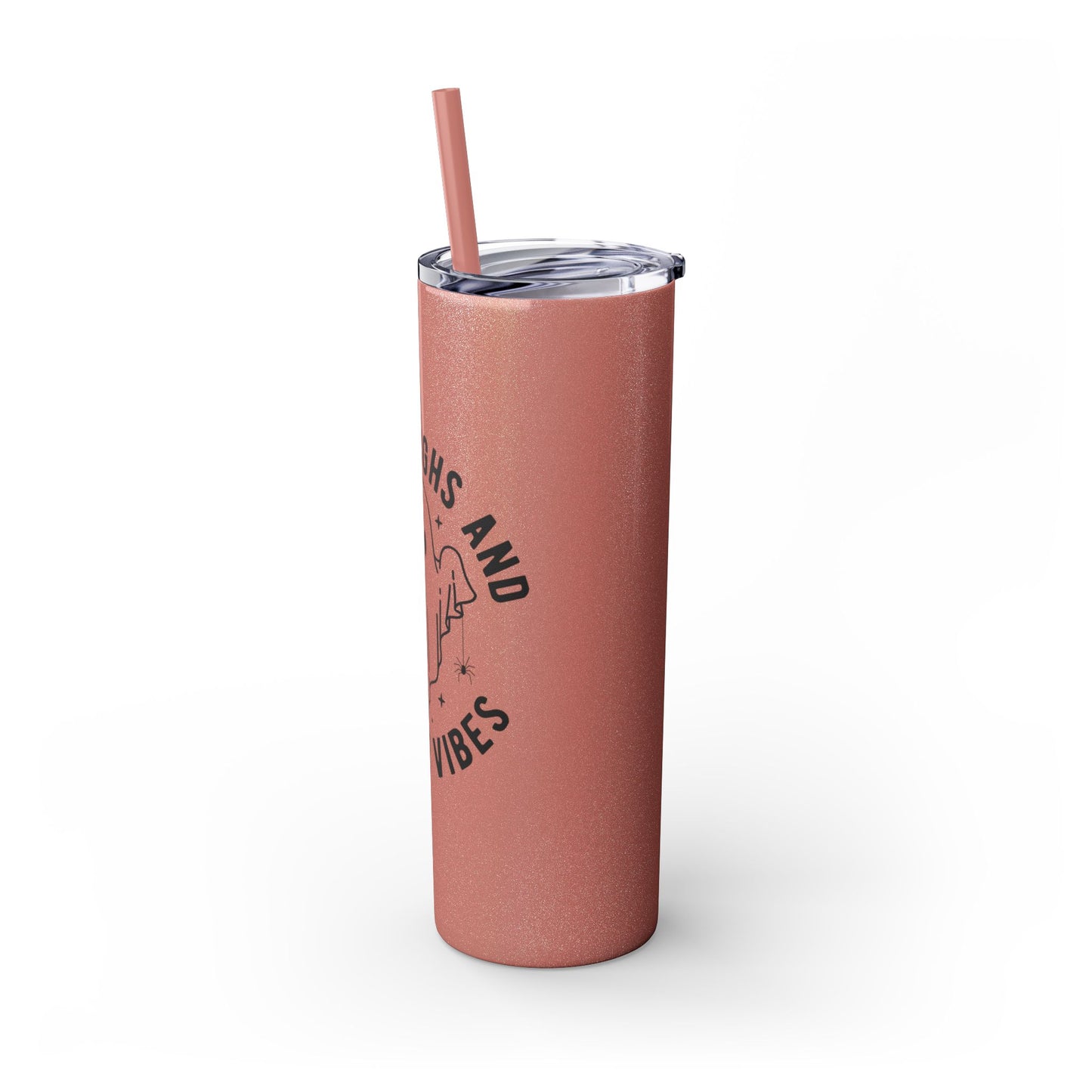 Thick Thighs and Spooky Vibes Tumbler, Halloween Mug, Autumn Cup, Ghost Lover Gift, 20oz Steel Straw Cup