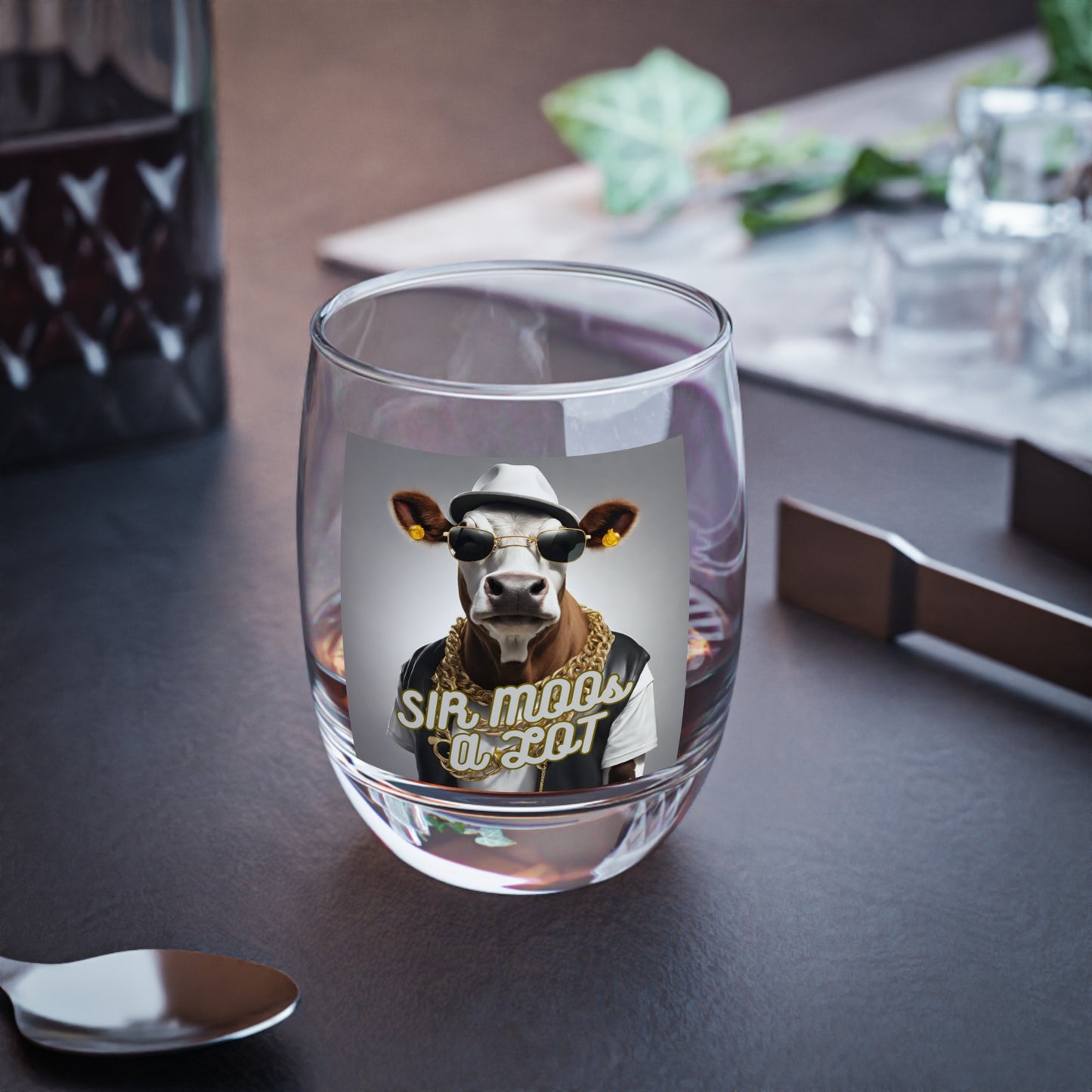 Sir MOOs a lot- Whiskey Glass - aMOOsing Designs