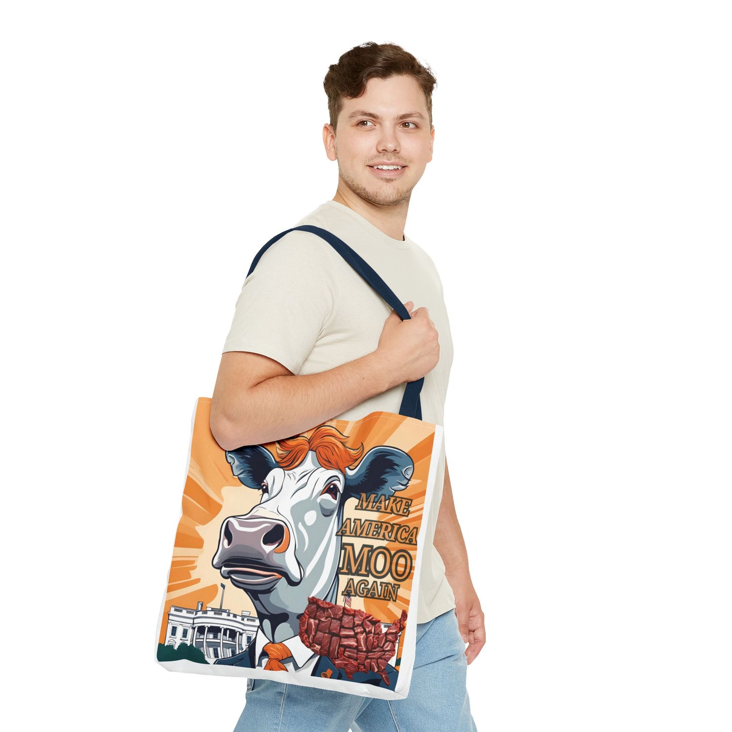 Make America Moo Again Tote Bag - Fun Cow Graphic for BBQ Lovers - aMOOsing Designs