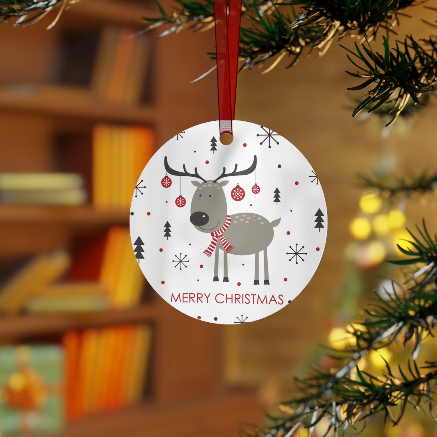Cute Christmas Metal Ornaments, Reindeer Holiday Decor, Festive Tree Decorations, Gifts for Family, Merry Christmas Keepsakes