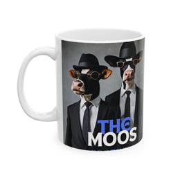 Moos Brothers Ceramic Mug - 11oz, 15oz, Coffee Cup, Funny Animal Print, Farmhouse Kitchen Decor, Gift for Siblings, Cow