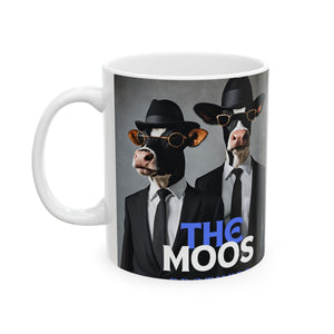 Moos Brothers Ceramic Mug - 11oz, 15oz, Coffee Cup, Funny Animal Print, Farmhouse Kitchen Decor, Gift for Siblings, Cow