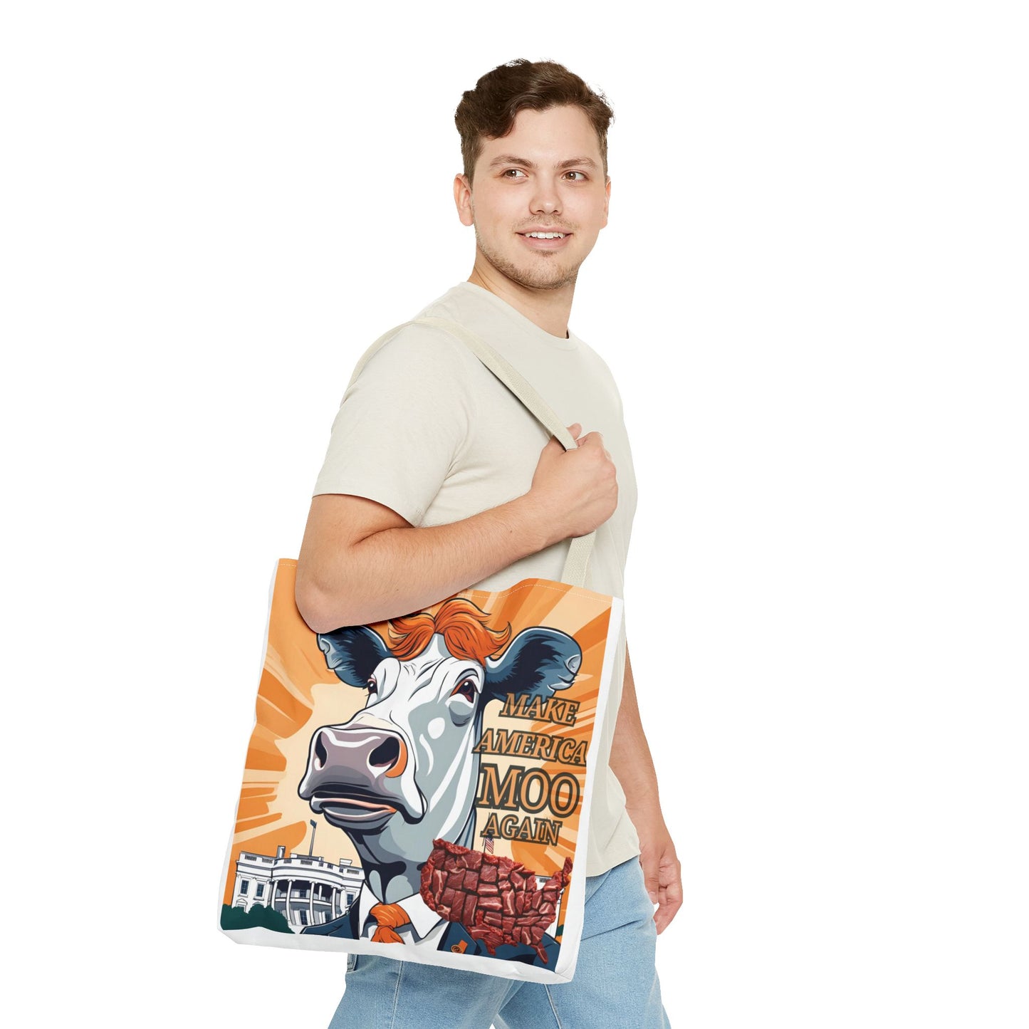 Make America Moo Again Tote Bag - Fun Cow Graphic for BBQ Lovers - aMOOsing Designs