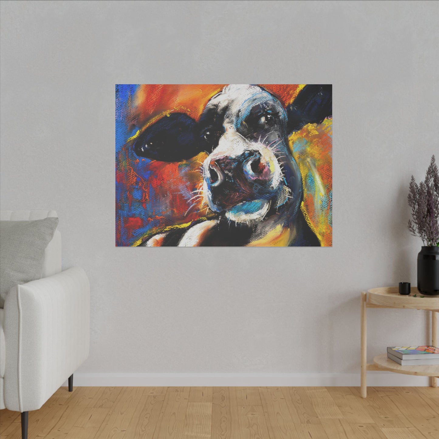 Colorful Cow Canvas Wall Art - Stretched Matte Prints for Home Decor - aMOOsing Designs