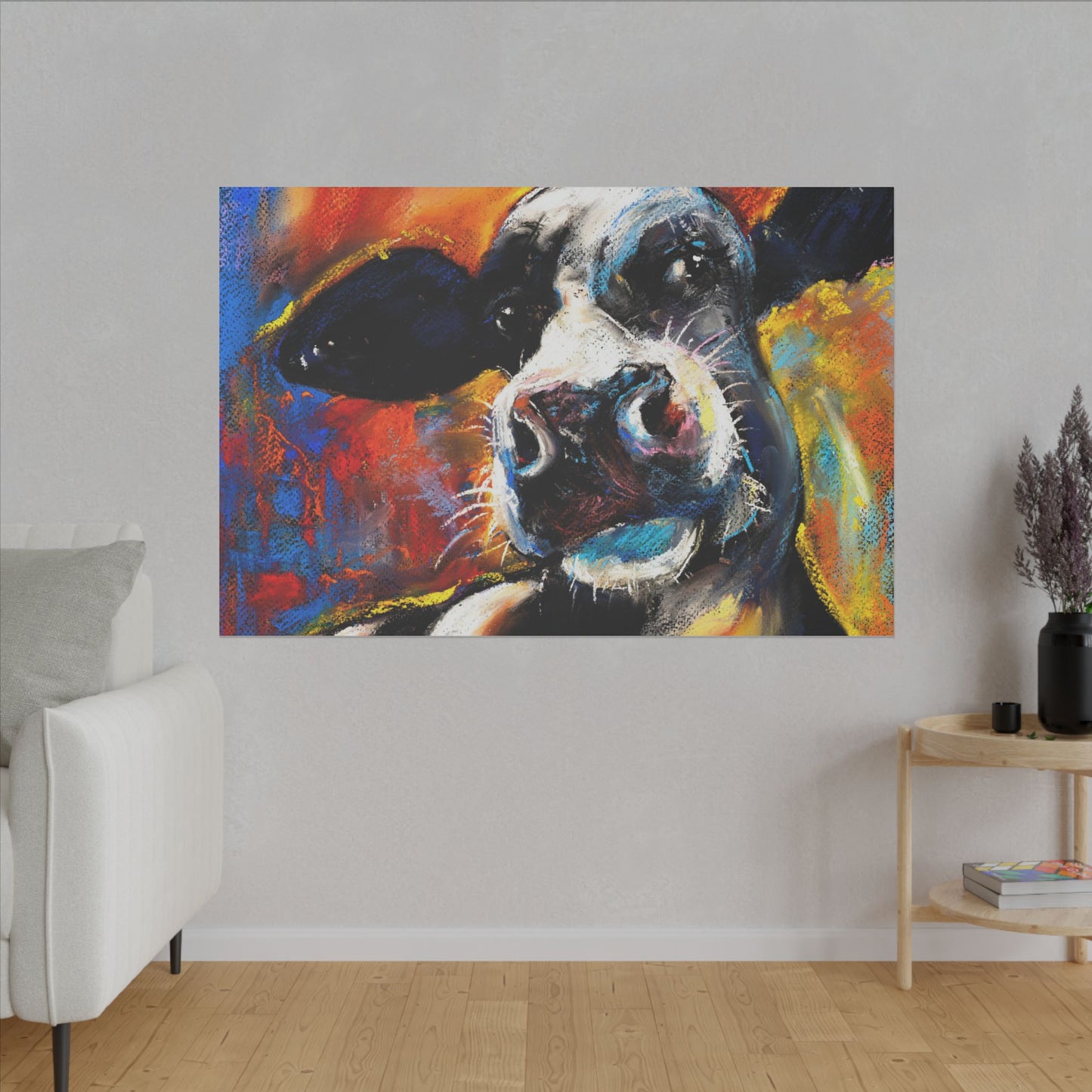 Colorful Cow Canvas Wall Art - Stretched Matte Prints for Home Decor - aMOOsing Designs