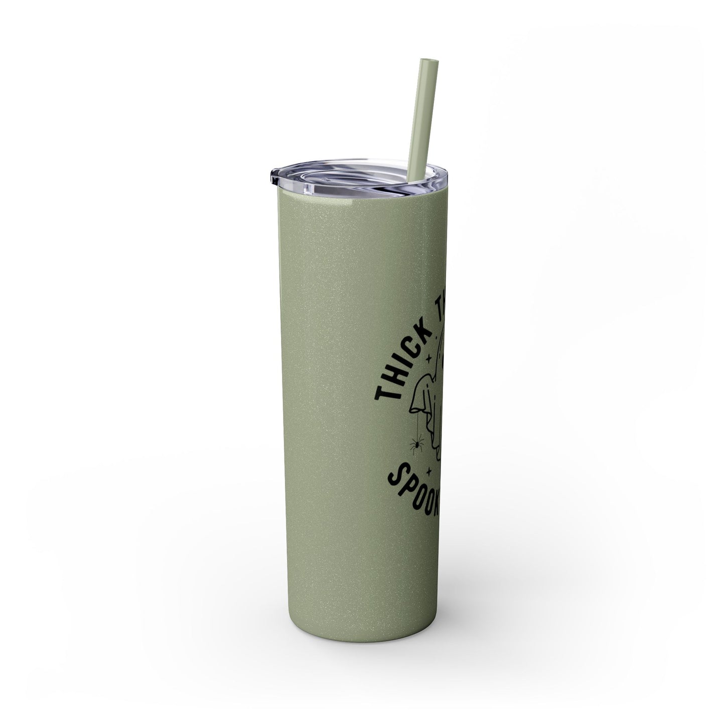 Thick Thighs and Spooky Vibes Tumbler, Halloween Mug, Autumn Cup, Ghost Lover Gift, 20oz Steel Straw Cup