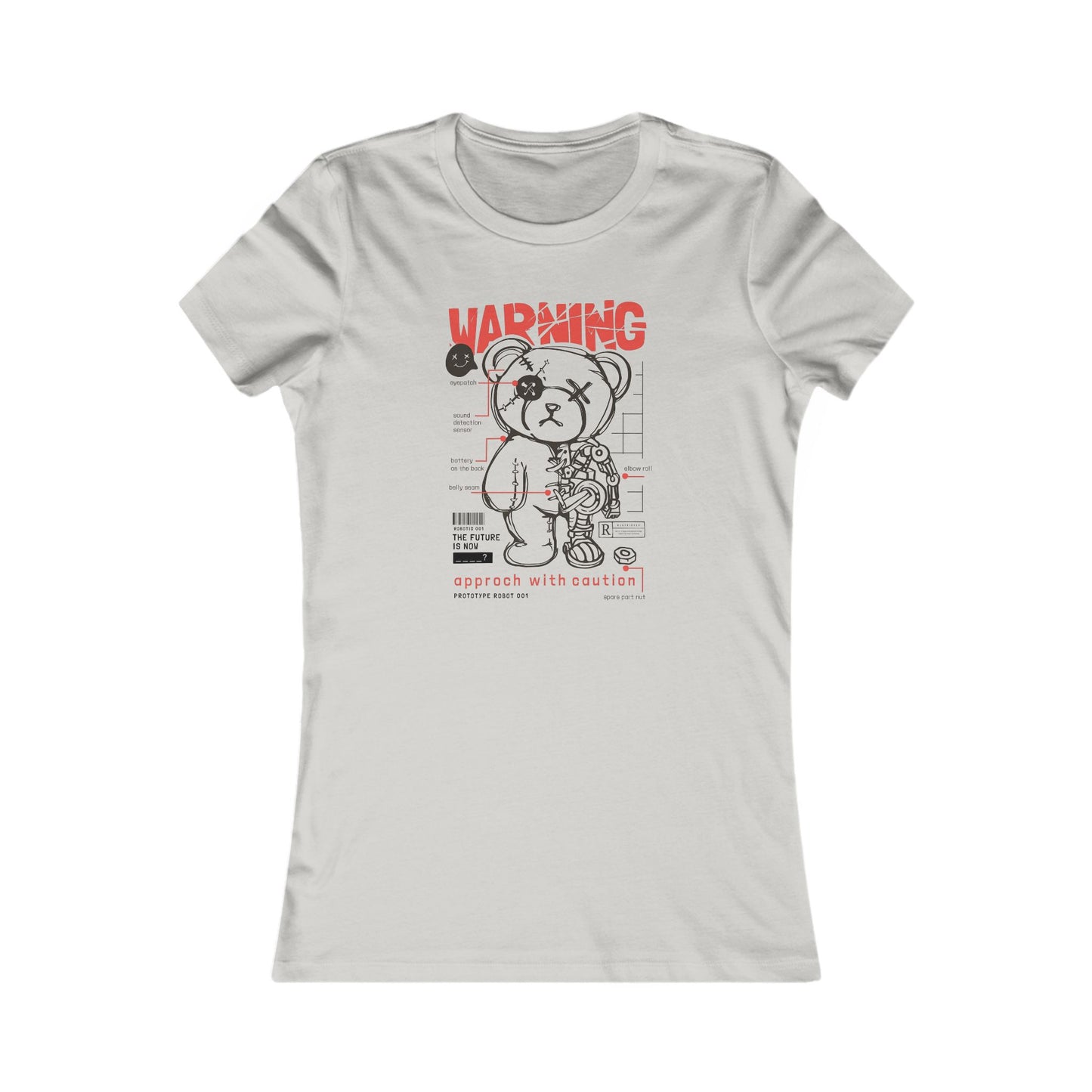 Cute Warning Bear Tee, Graphic T-Shirt for Women, Casual Wear, Approach With Caution