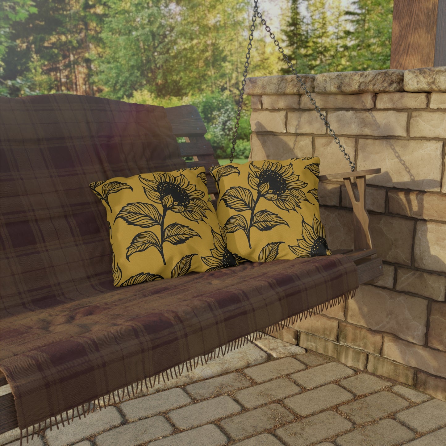 Sunflower Outdoor Pillows - Boho Garden Decor, Patio Cushion, Summer Vibes, Home Accessories, Seasonal Style, Outdoor Cushions, Decorative