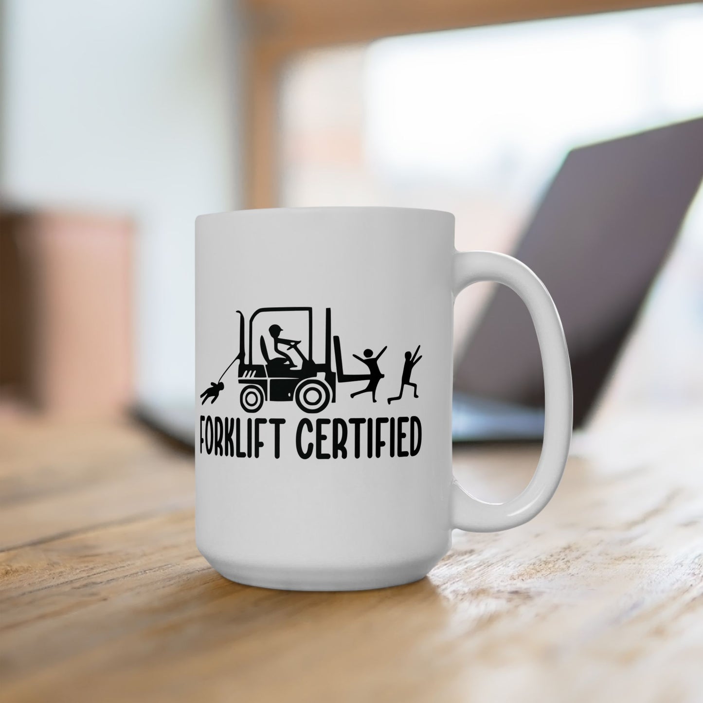 Forklift Certified Ceramic Mug - Perfect Gift for Heavy Equipment Operators, Funny Coffee Cup, Unique Work Mug, 11oz, 15oz - aMOOsing Designs