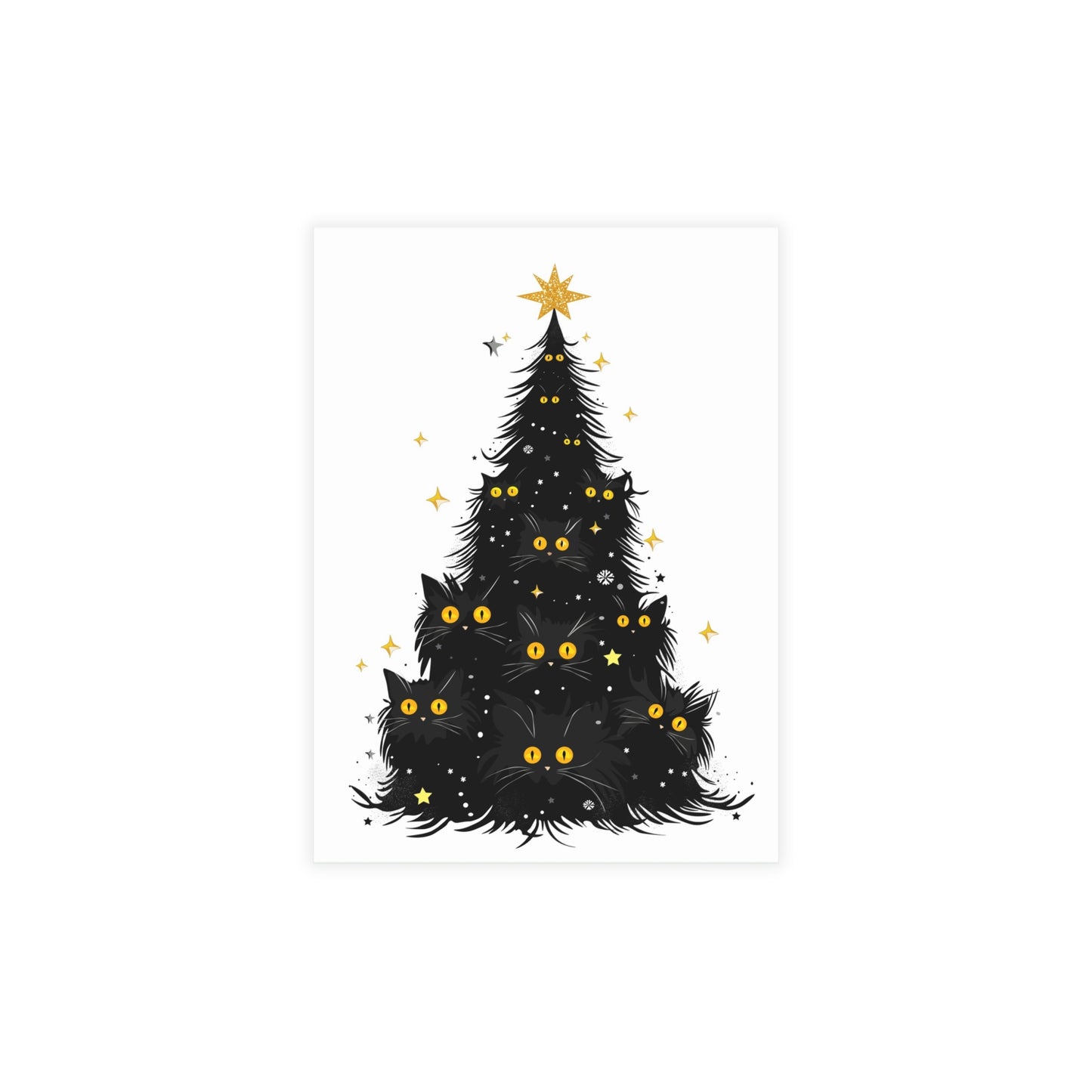 Whimsical Holiday Postcard Bundles - Festive Cat-Tree Cards for Christmas, Unique Greeting Cards, Cat Lover Gifts, Meowy Christmas