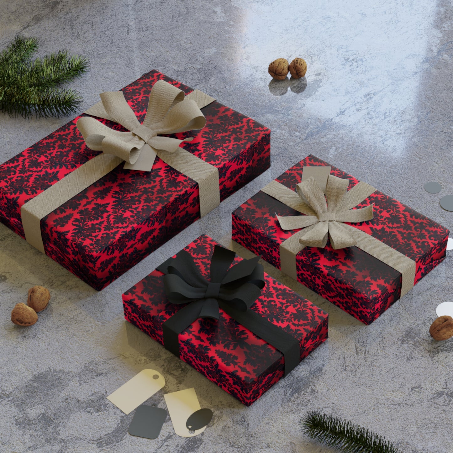 Elegant Gothic Red Gift Wrapping Paper Roll - Perfect for Holidays & Special Occasions - aMOOsing Designs