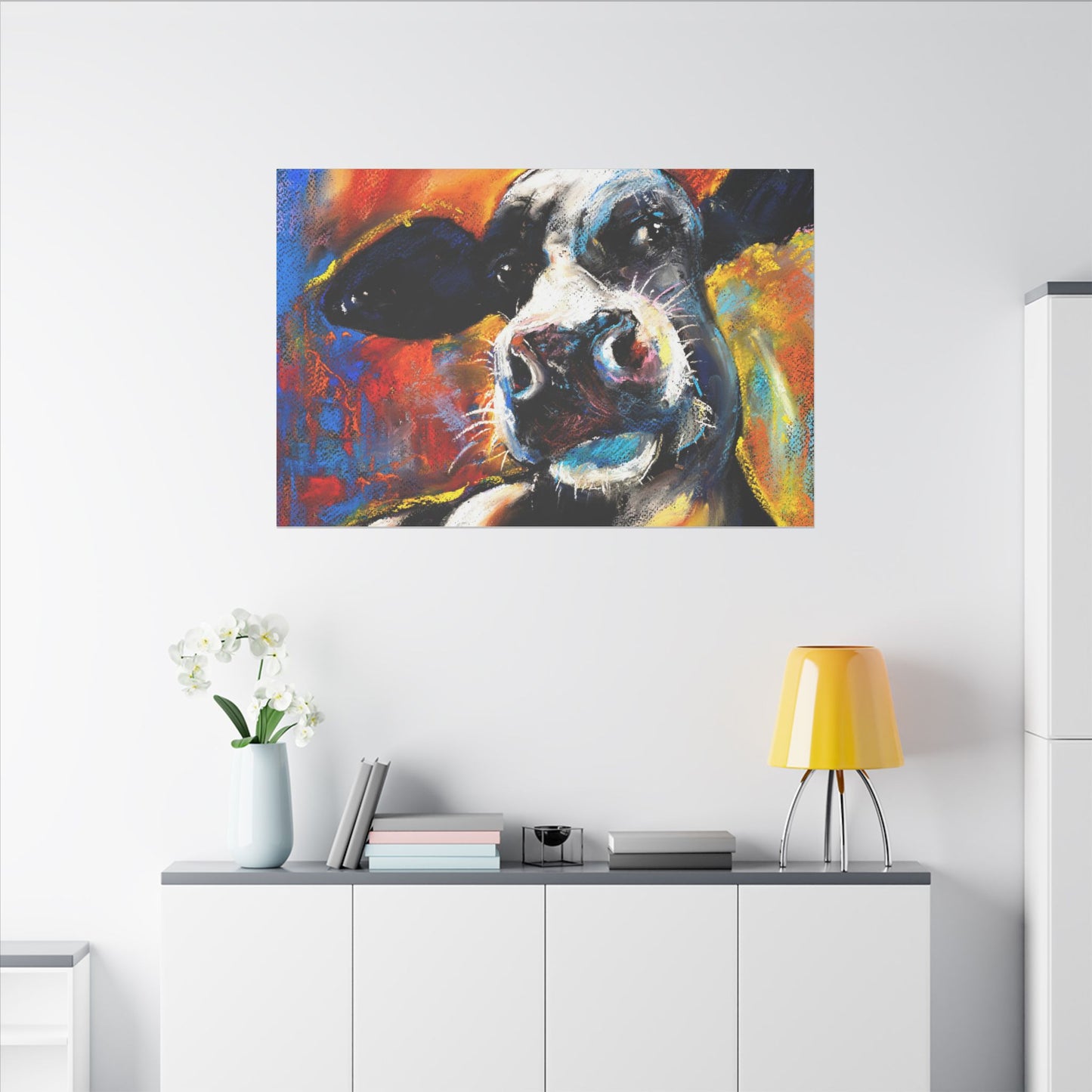 Colorful Cow Canvas Wall Art - Stretched Matte Prints for Home Decor - aMOOsing Designs