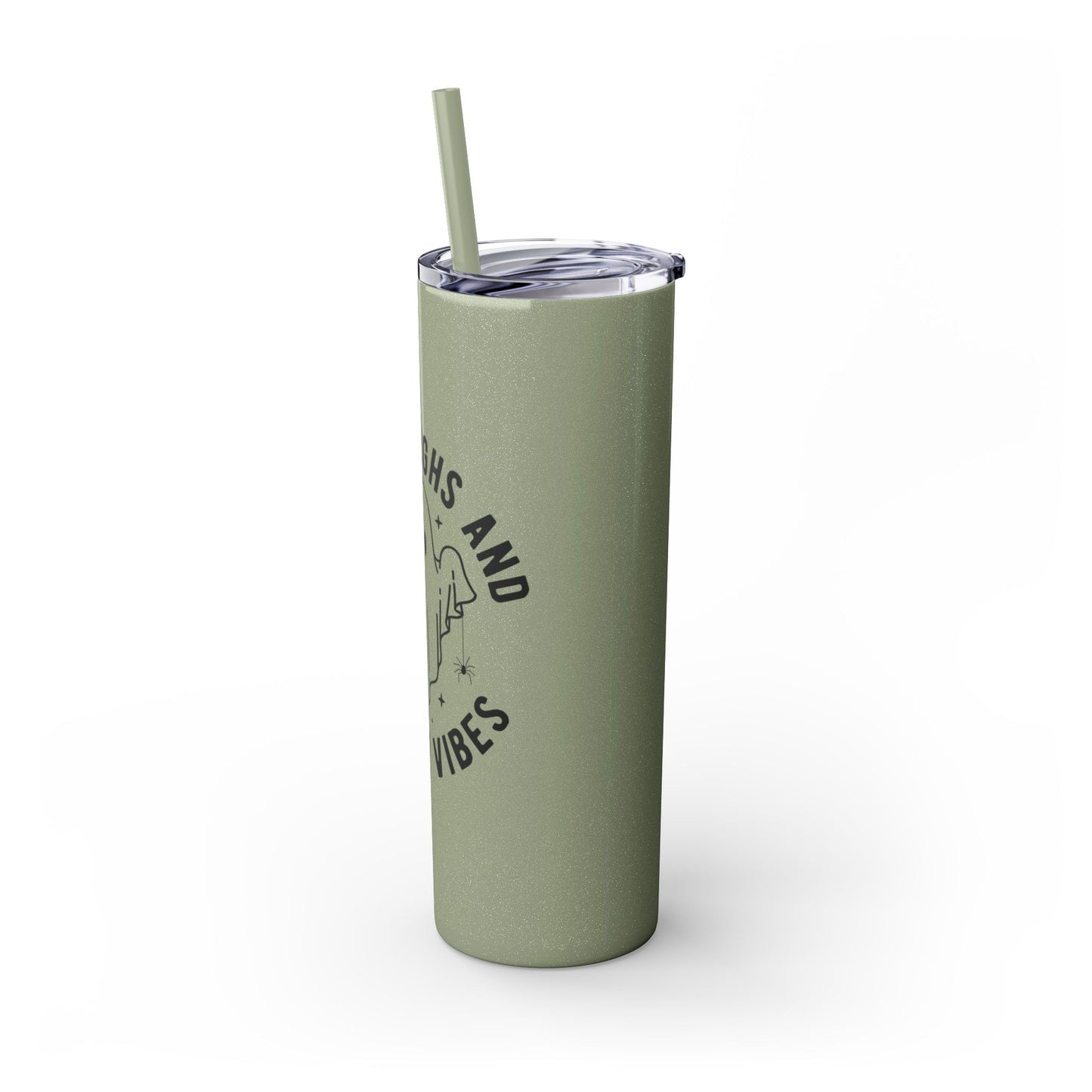 Thick Thighs and Spooky Vibes Tumbler, Halloween Mug, Autumn Cup, Ghost Lover Gift, 20oz Steel Straw Cup