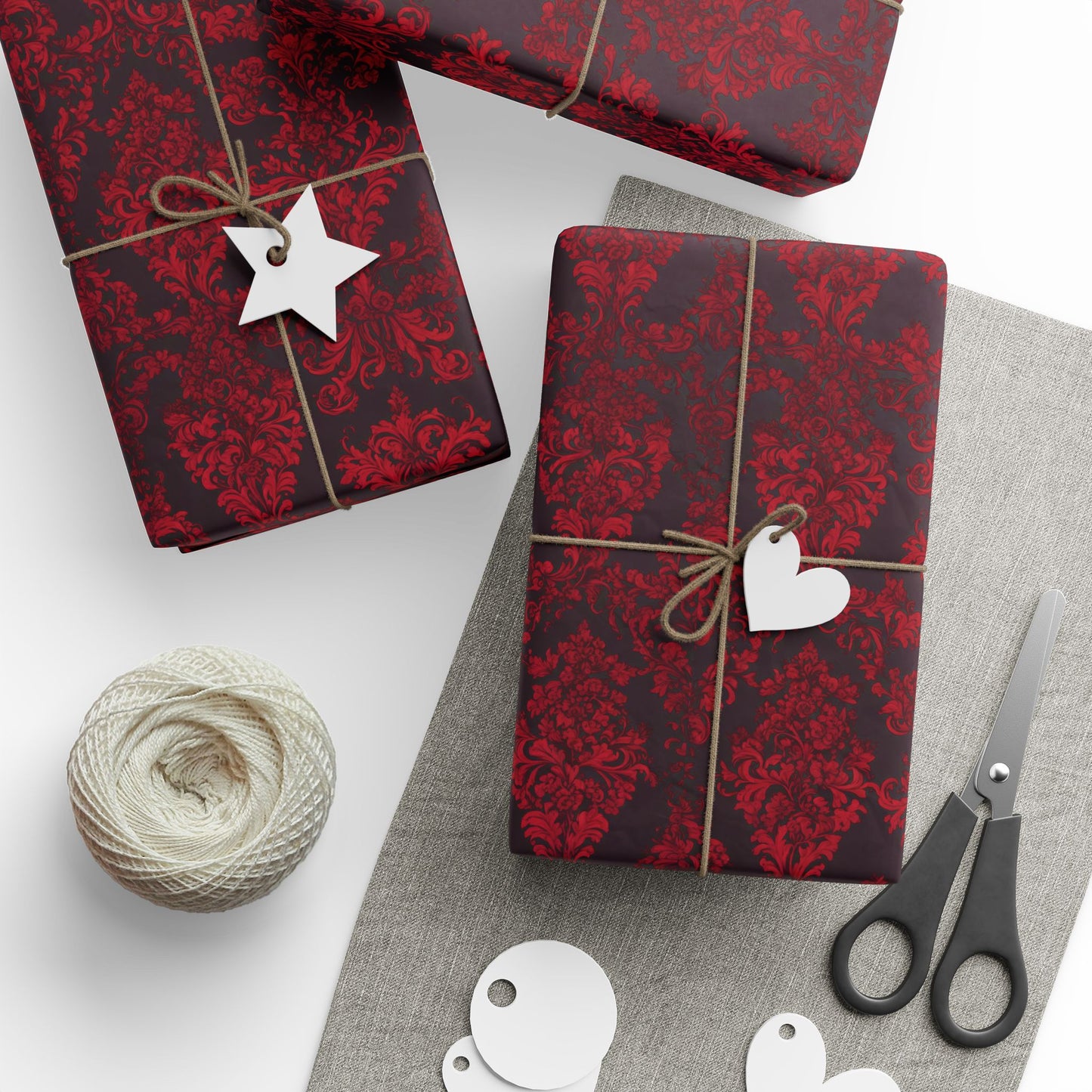 Luxurious Red Damask Wrapping Paper – A Romantic Touch for Weddings, Holidays & Grand Celebrations