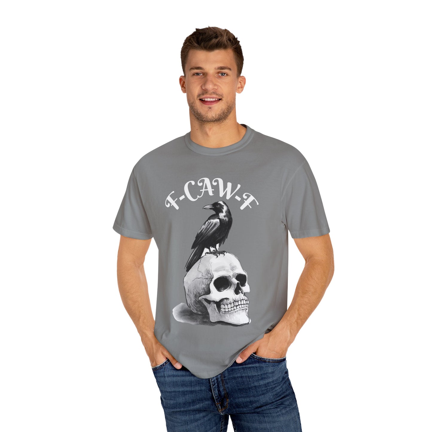 Skull & Crow Tee, Edgy Graphic T-shirt, Unisex Casual Wear, Halloween Costume Shirt, Gothic Style Apparel
