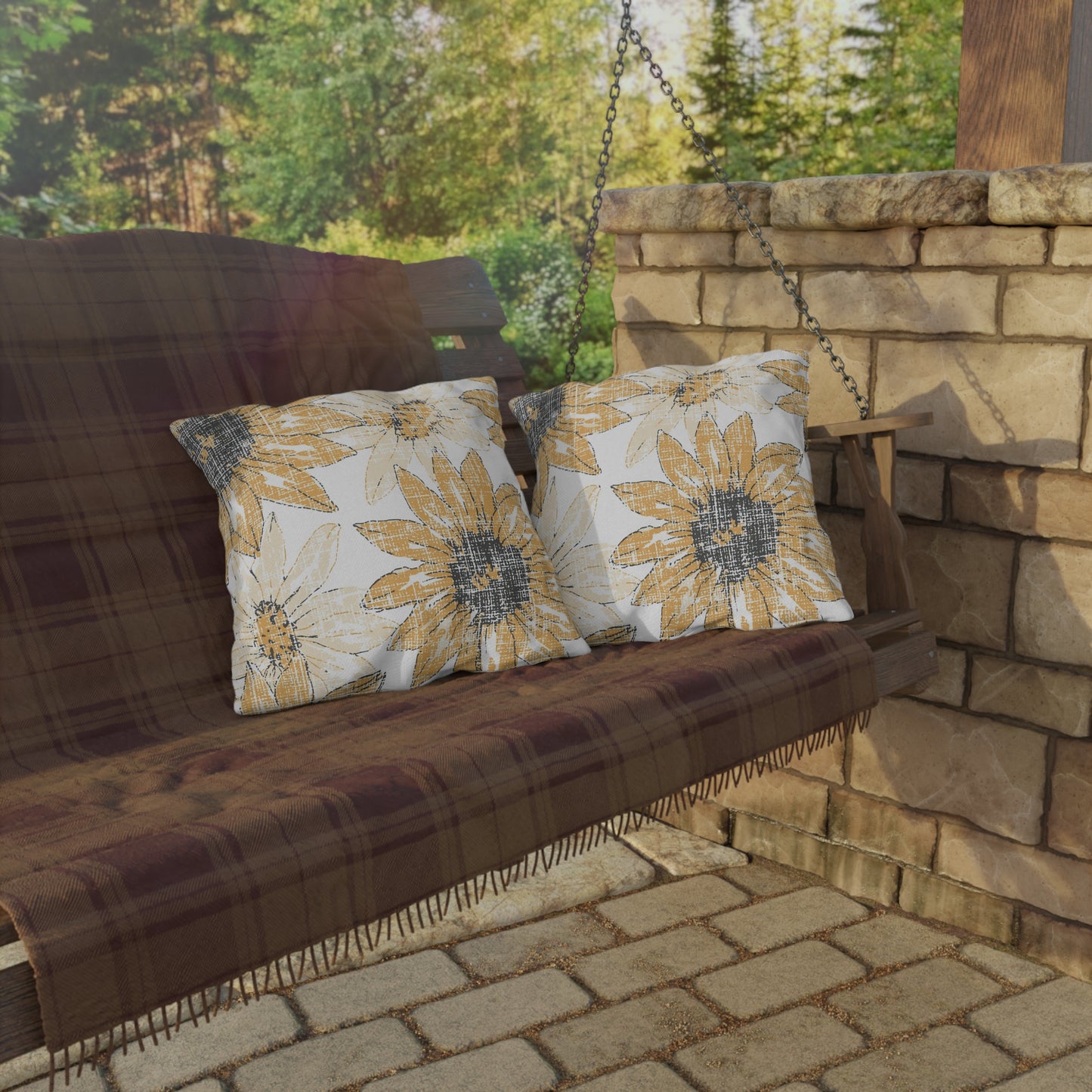 Sunflower Outdoor Pillows, Floral Patio Decor, Summer Cushions, Garden Pillow, Boho Home Accessories