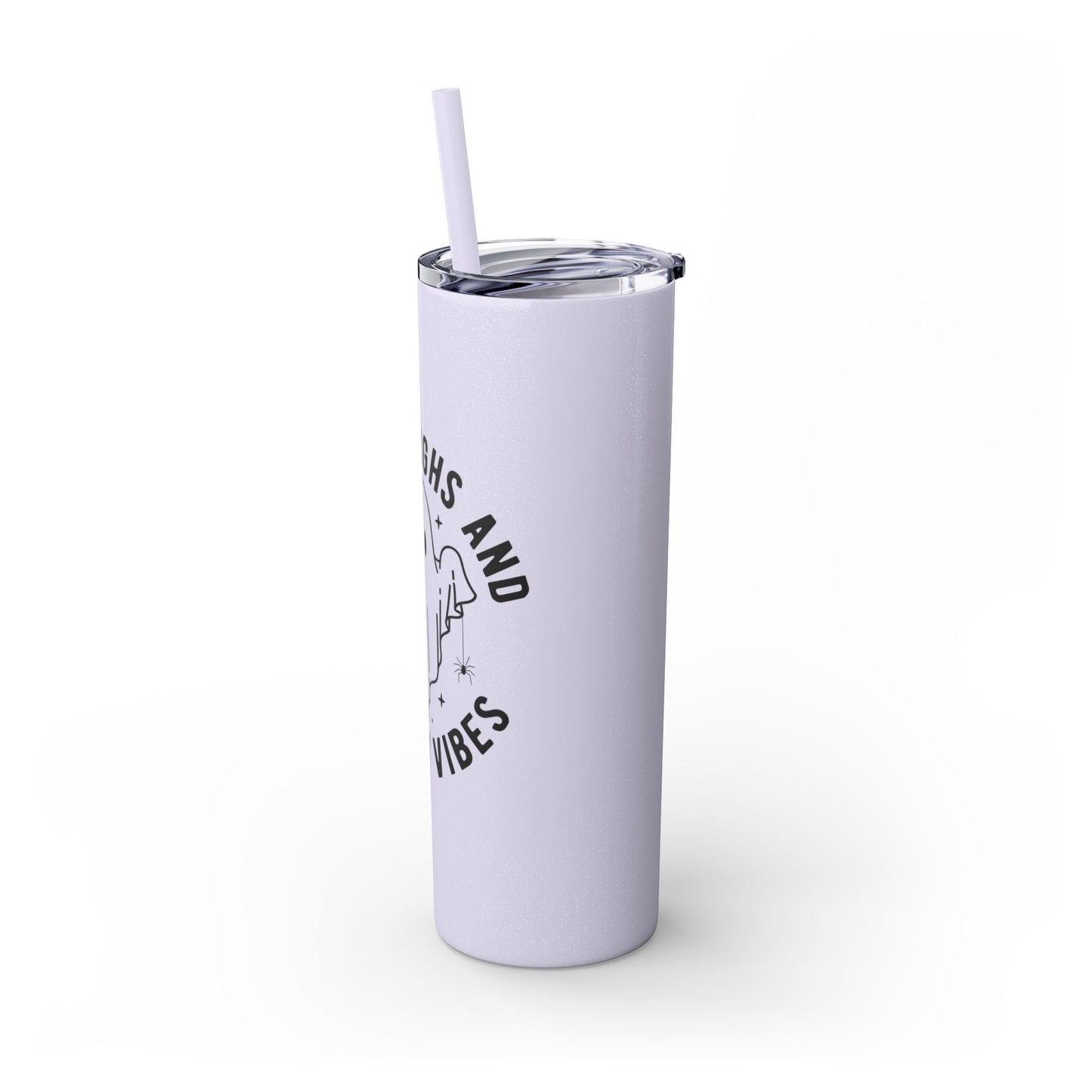 Thick Thighs and Spooky Vibes Tumbler, Halloween Mug, Autumn Cup, Ghost Lover Gift, 20oz Steel Straw Cup
