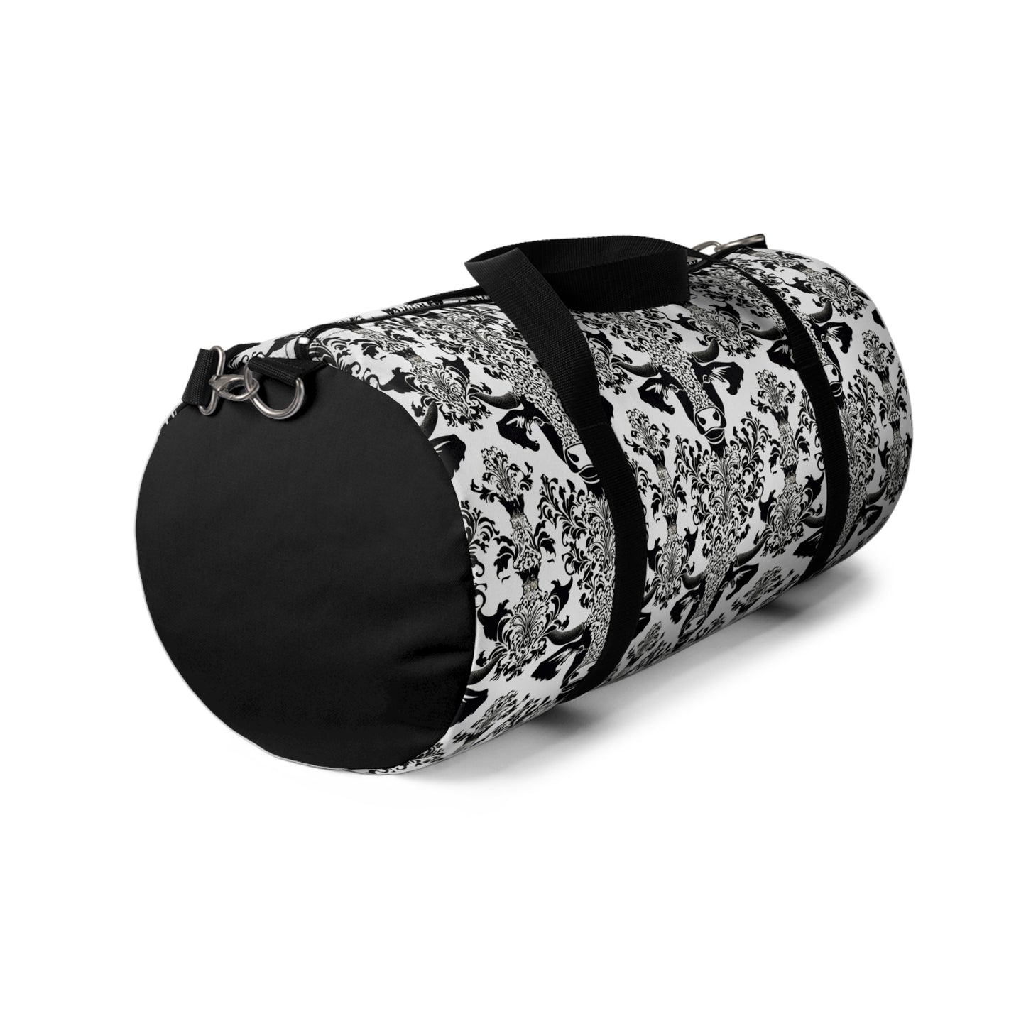 "daMOOsk"- Cow Damask Pattern- Duffel Bag - aMOOsing Designs