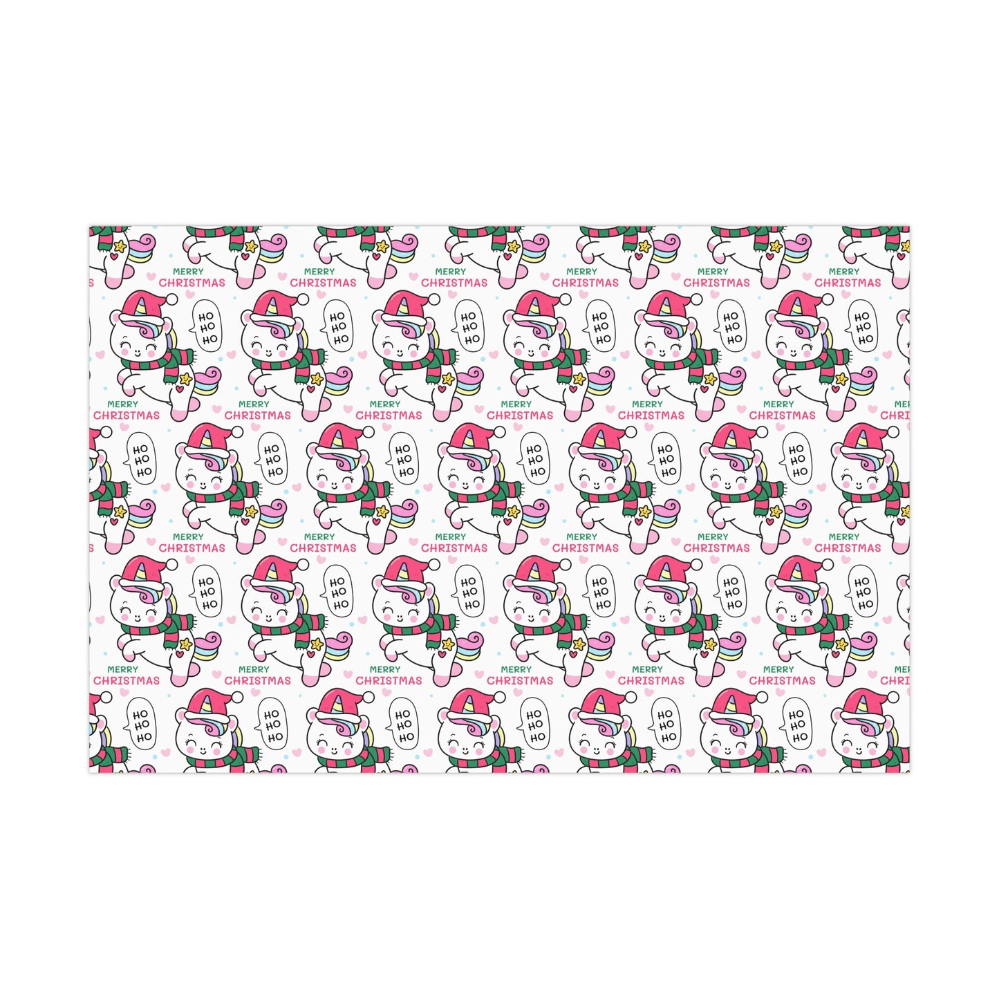 Wrapping Paper - Merry Christmas Gift Wrap Paper with Santa Unicorn Design