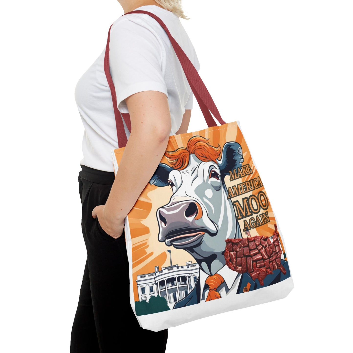 Make America Moo Again Tote Bag - Fun Cow Graphic for BBQ Lovers