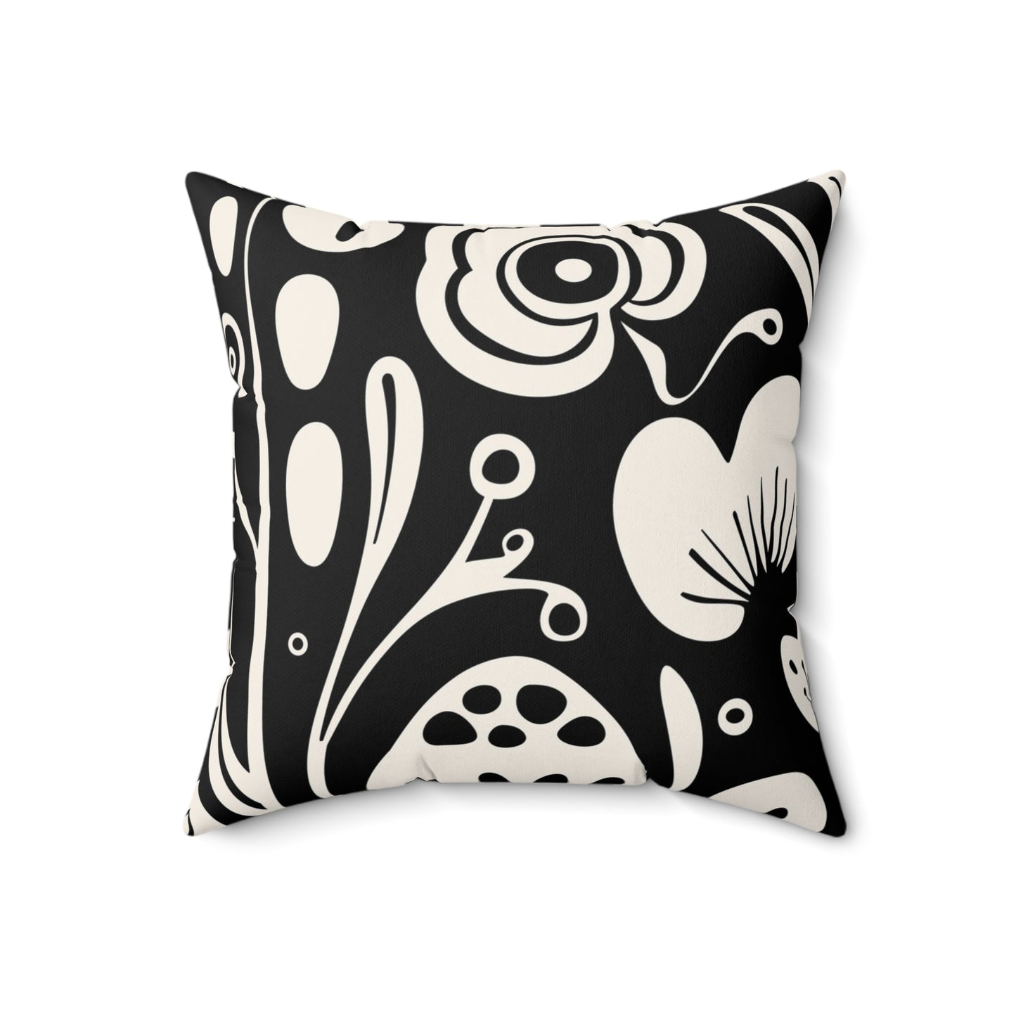 Boho Floral Throw Pillow, Modern Home Decor, Gift for Her, Couch Cushion, Black and White Pillow, Living Room Accent - aMOOsing Designs