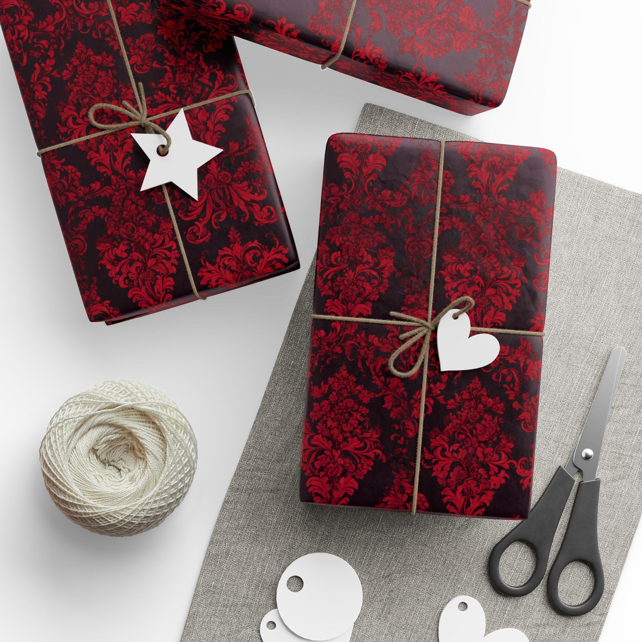Luxurious Red Damask Wrapping Paper – A Romantic Touch for Weddings, Holidays & Grand Celebrations