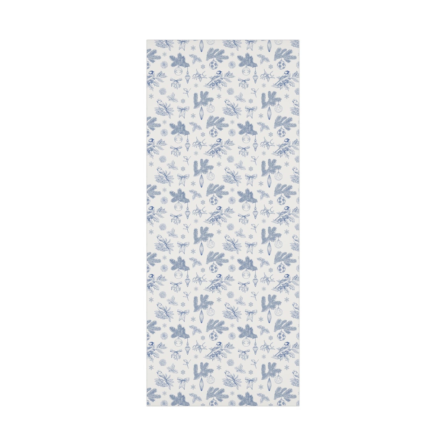 Elegant Winter Gift Wrap Paper – Blue Botanical Design for Holiday Gifting