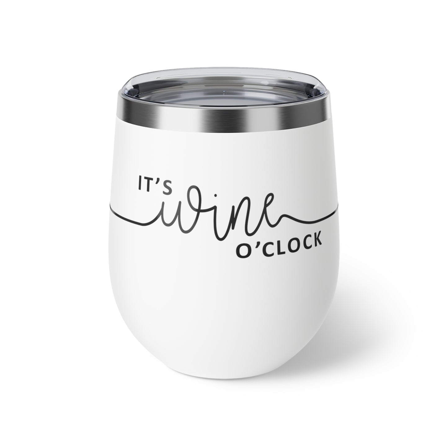 Wine O'Clock Copper Insulated Cup, Perfect Gift for Wine Lovers, Travel Mug, Unique Bridal Shower Gift, Home Bar Essentials, Reusable - aMOOsing Designs