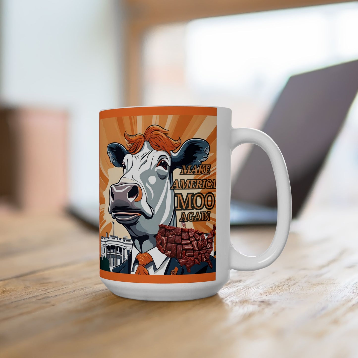 Make America Moo Again Ceramic Mug - Funny Political Gift for Coffee Lovers