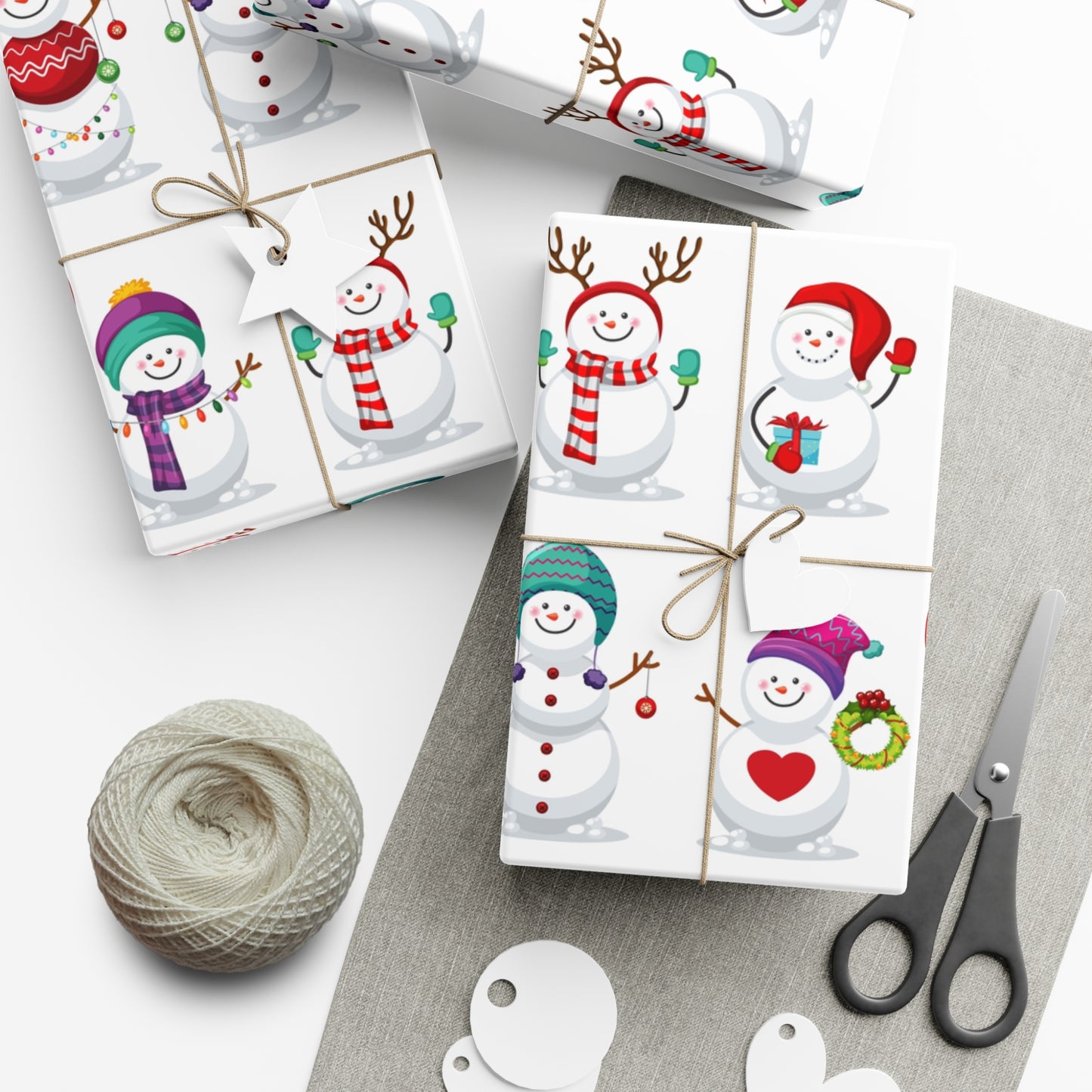 Gift Wrap Papers - Festive Snowman Holiday Cheer Wrapping Sheets