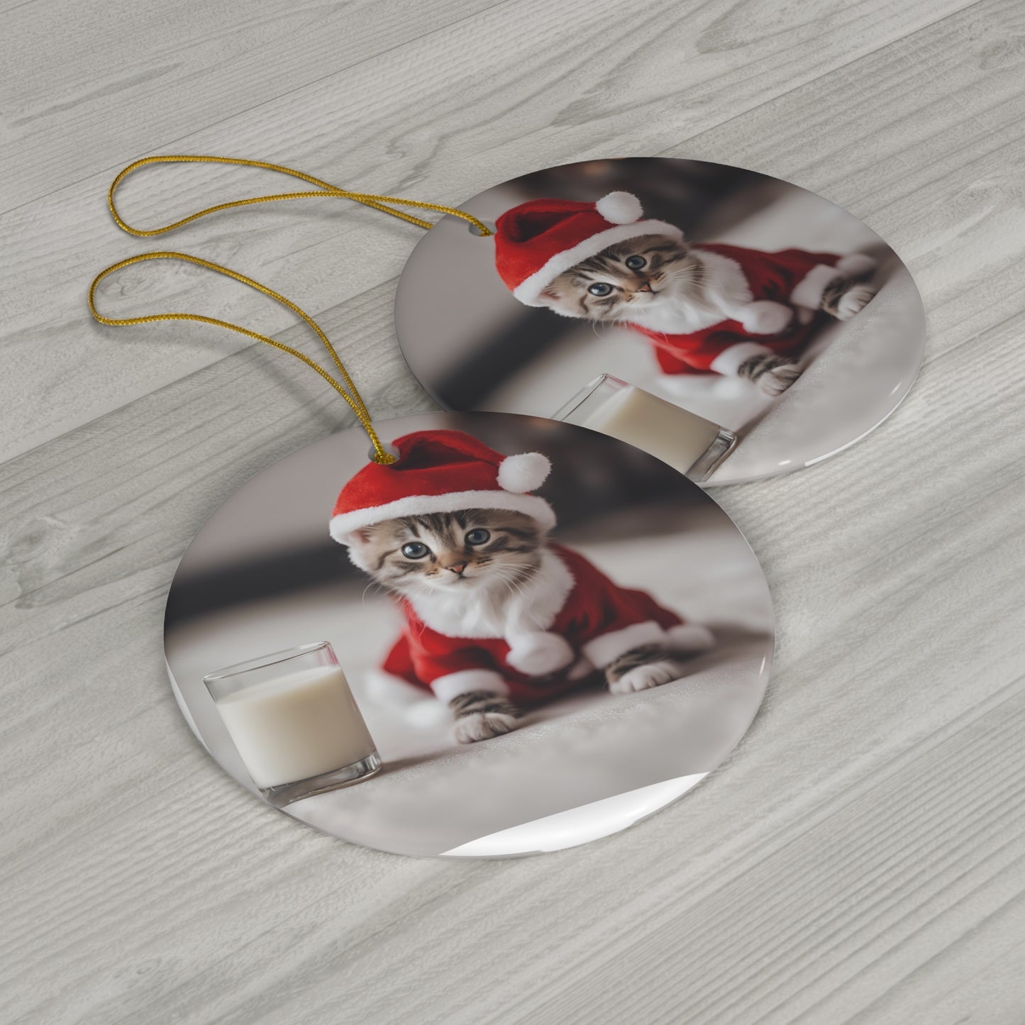 Santa Kitten Christmas Ornament