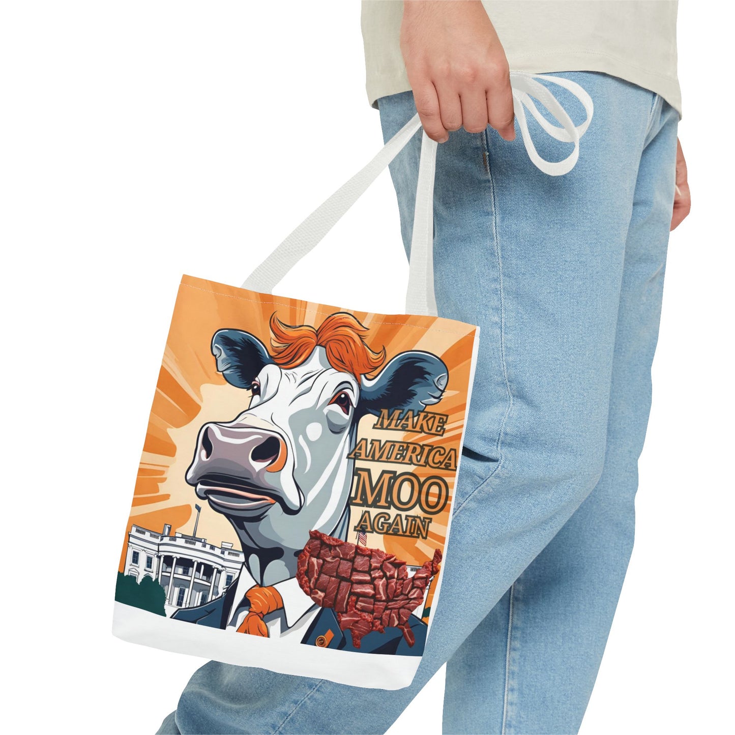 Make America Moo Again Tote Bag - Fun Cow Graphic for BBQ Lovers