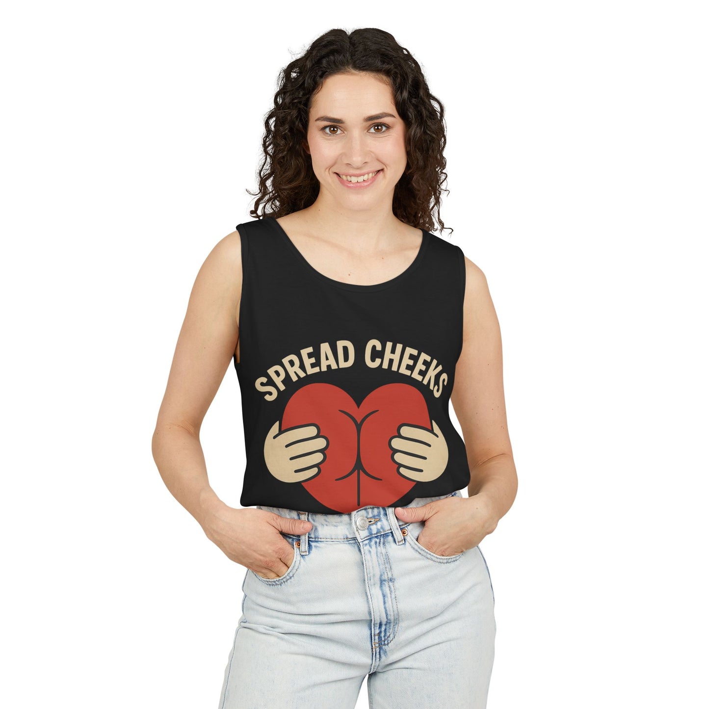 Funny Graphic Tank Top - Spread Cheeks Not Hate, Casual Wear, LGBTQ+ Pride, Summer Fashion, Gift Idea, Festival Clothing
