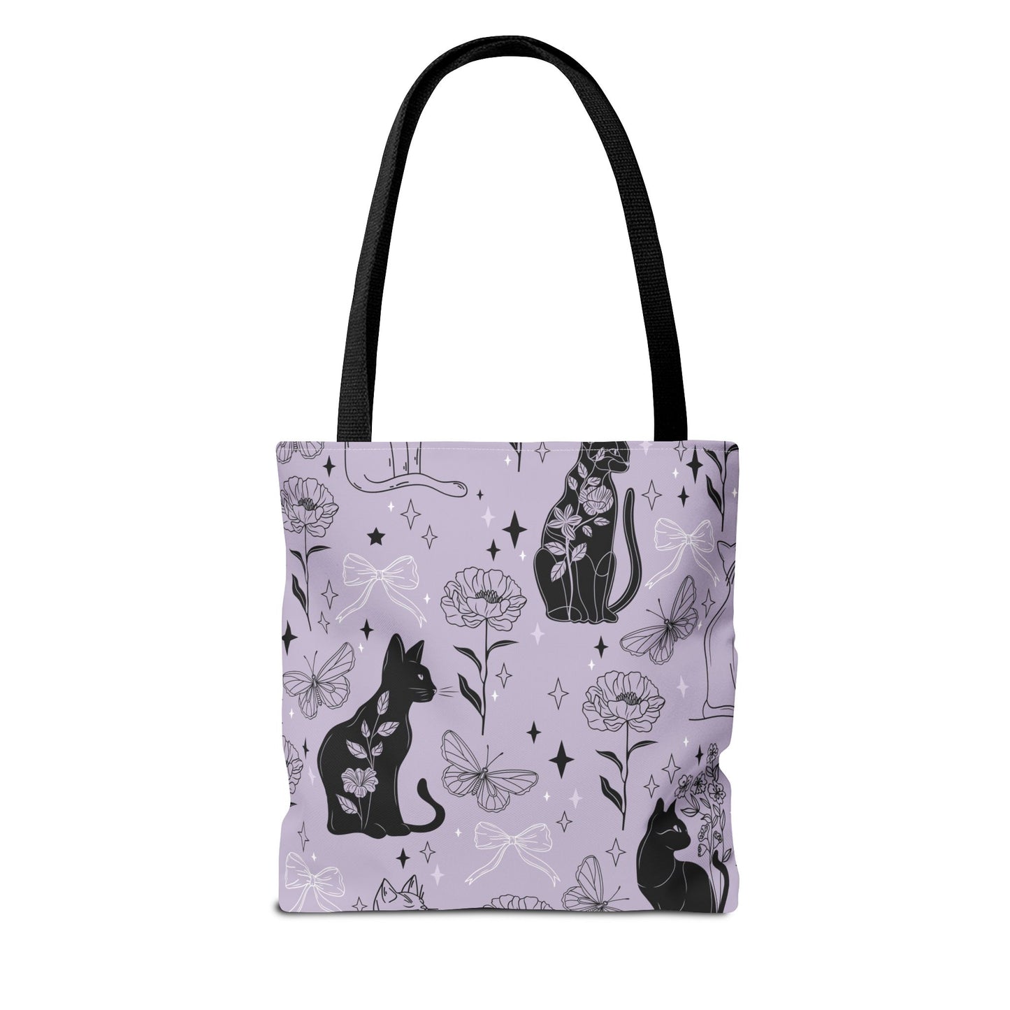 Chic Cat & Floral Tote Bag - Stylish Shopping Bag, Gift for Cat Lovers, Eco-Friendly Bag, Floral Design for All Occasions, Everyday Use - aMOOsing Designs