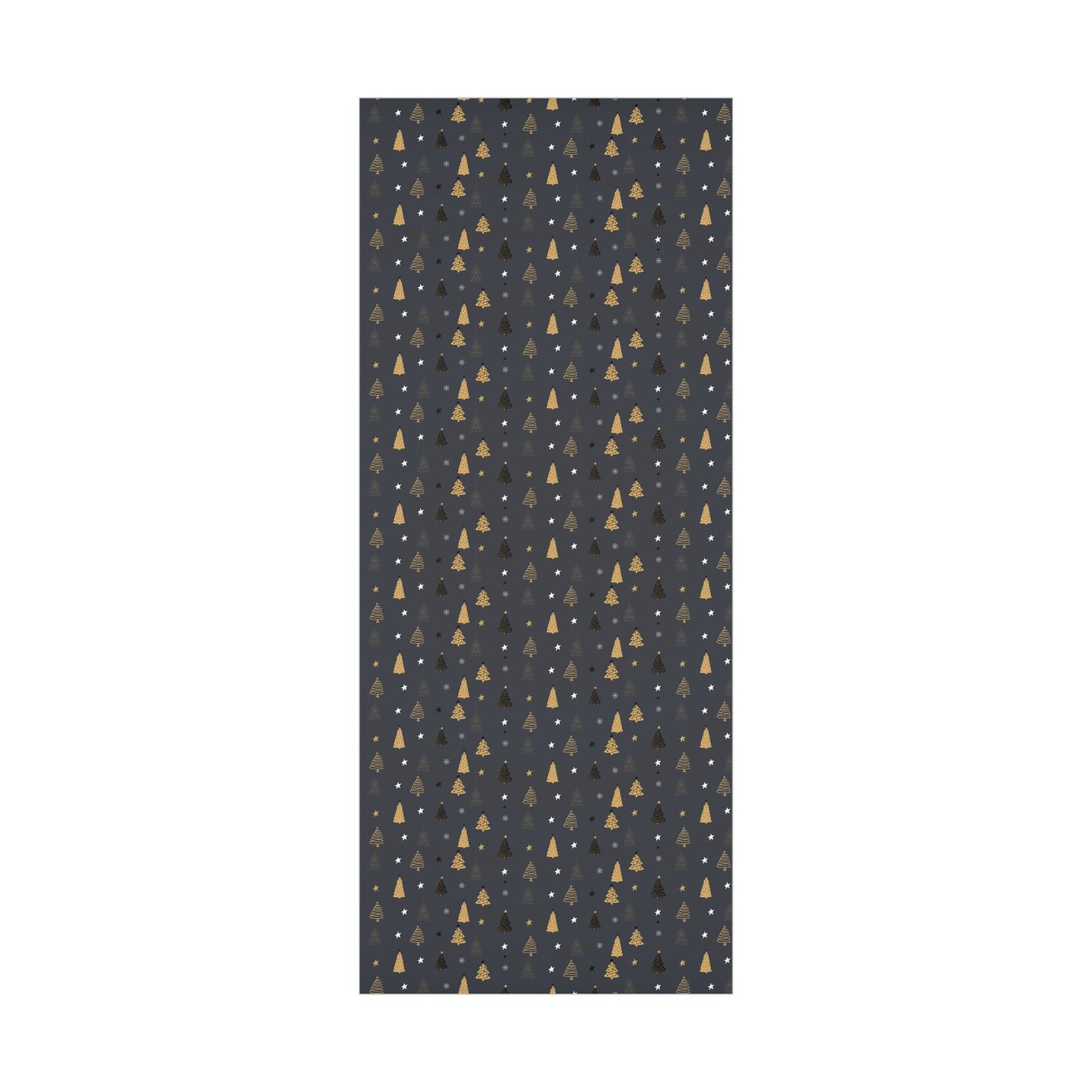 Elegant Black & Gold Holiday Gift Wrap Paper - Christmas Tree & Star Design